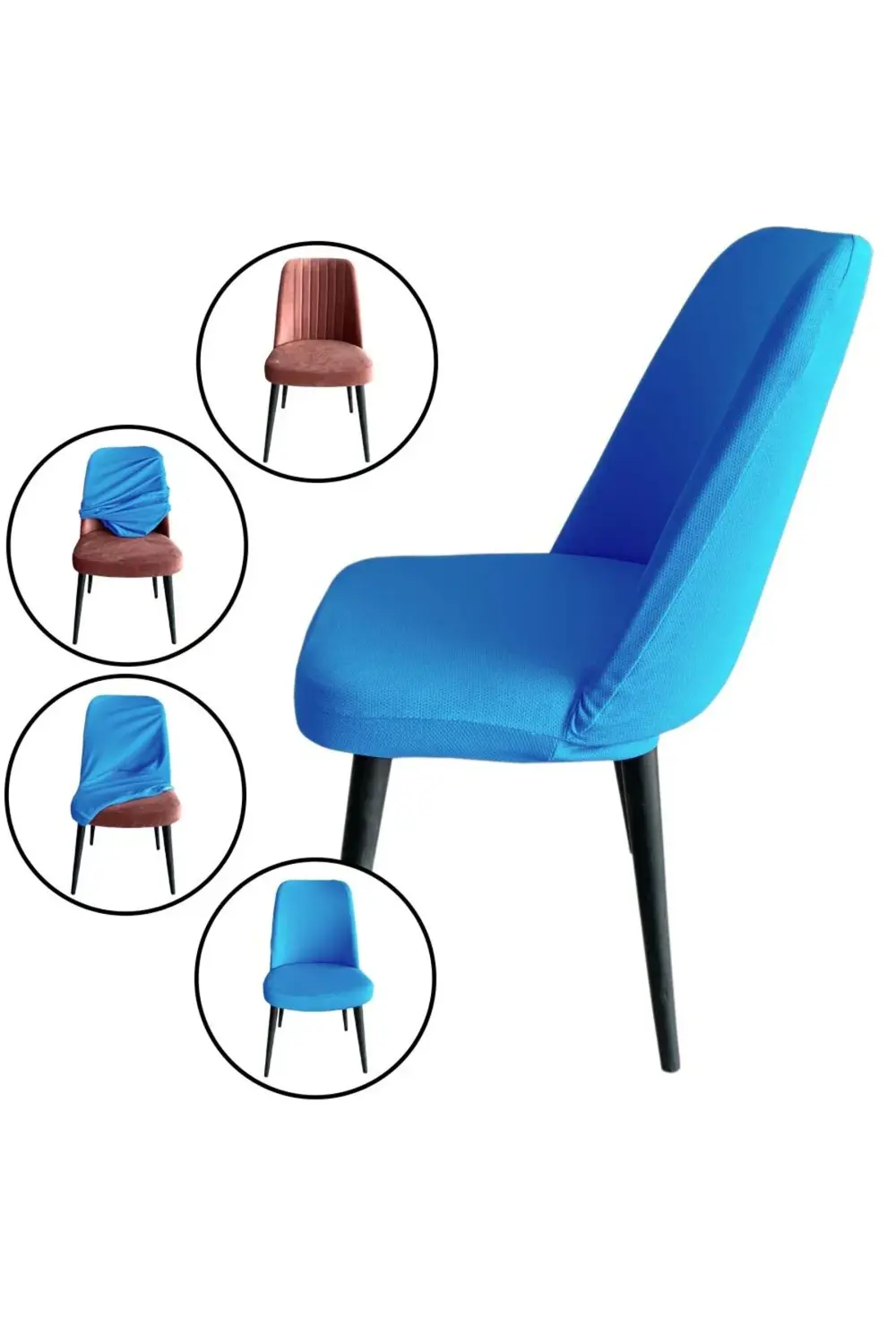 6 Adet Petek Kumaş Gül Tipi Sandalye Kılıfı & Sandalye Örtüsü Set