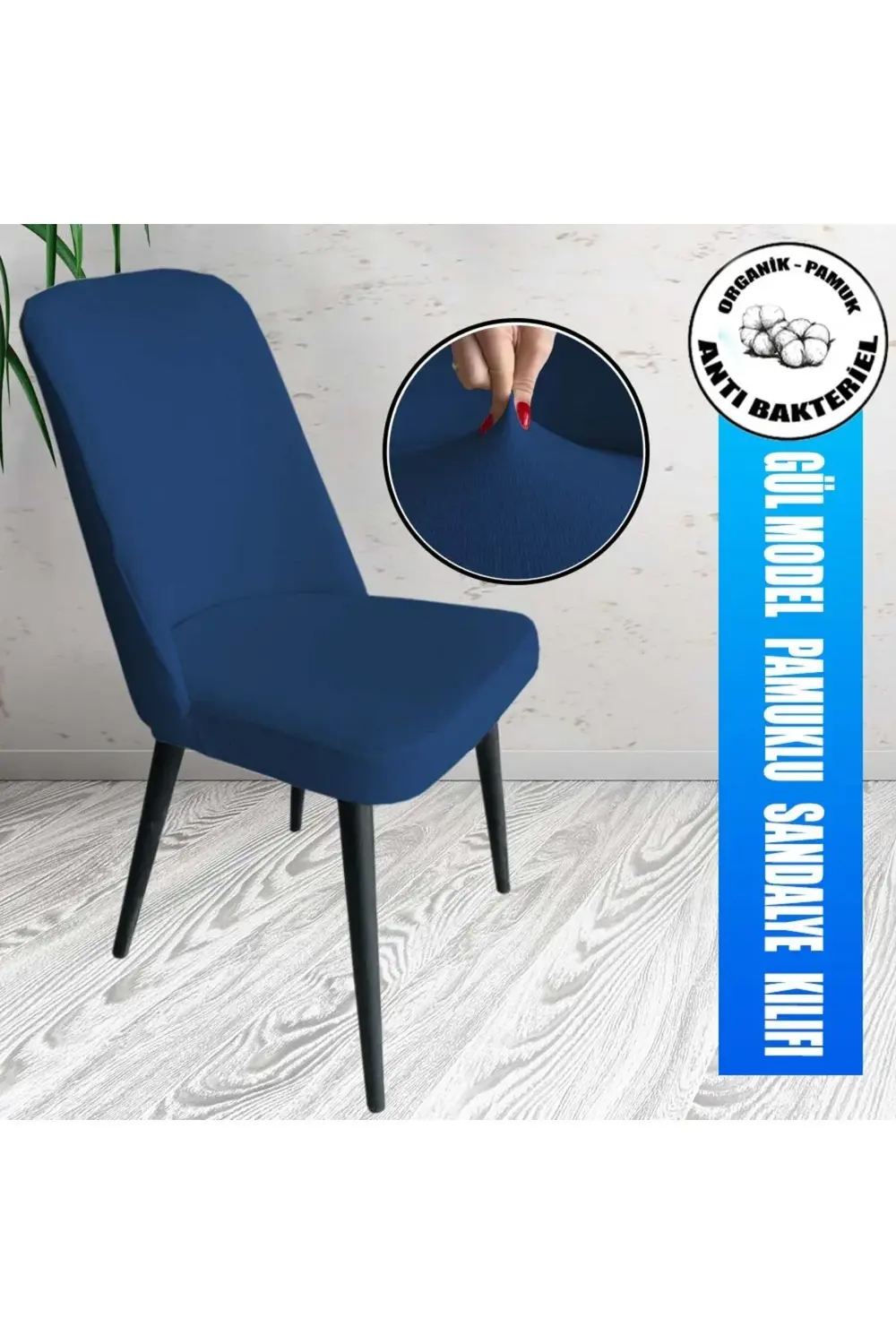 6 Adet Petek Kumaş Gül Tipi Sandalye Kılıfı & Sandalye Örtüsü Set