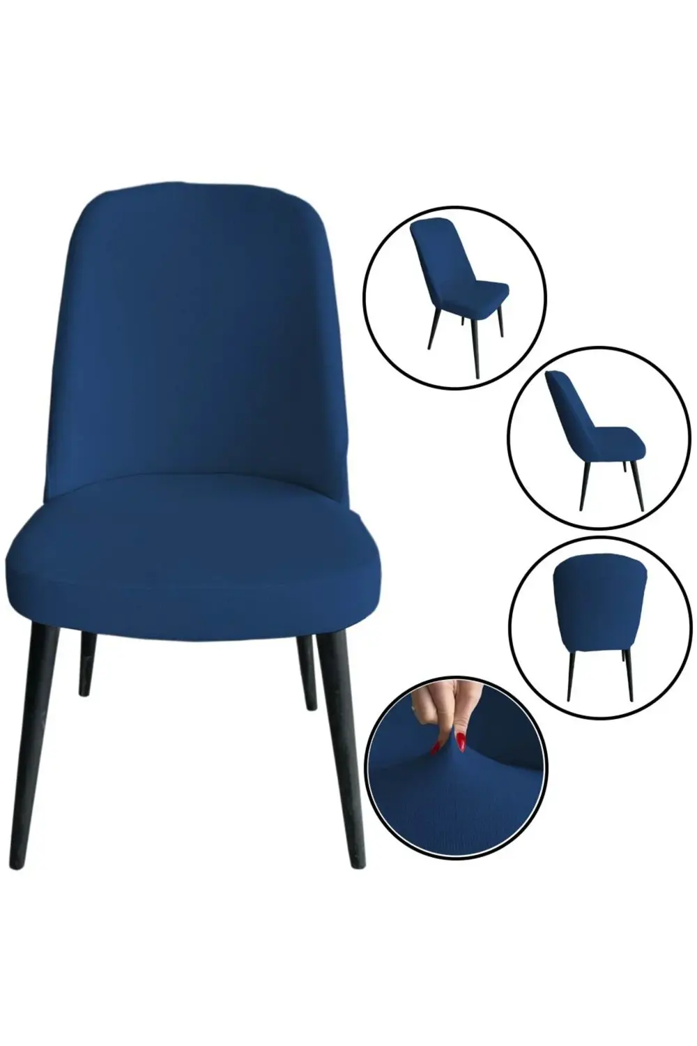 6 Adet Petek Kumaş Gül Tipi Sandalye Kılıfı & Sandalye Örtüsü Set