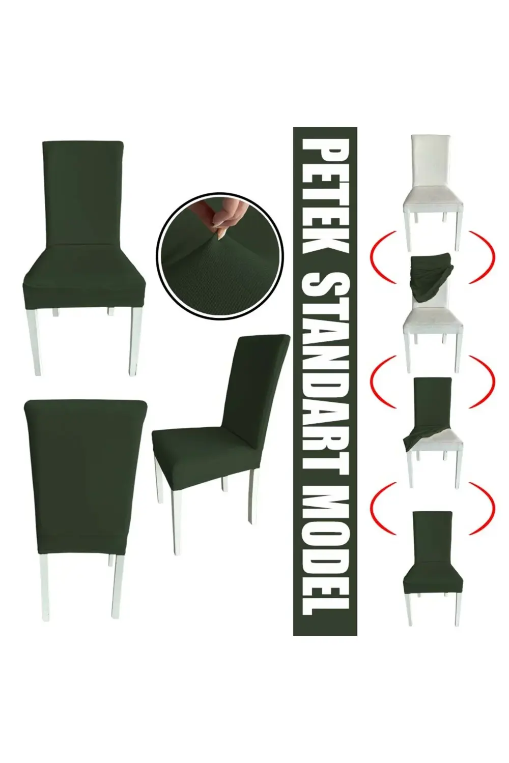 6 Adet Petek Kumaş Salon Tipi Sandalye Kılıfı & Sandalye Örtüsü S