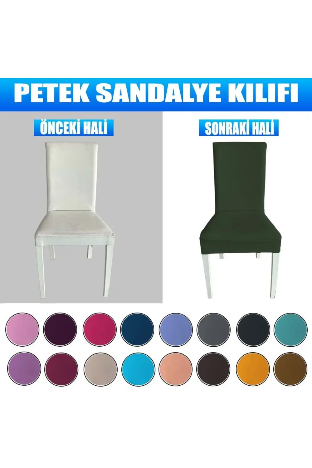 6 Adet Petek Kumaş Salon Tipi Sandalye Kılıfı & Sandalye Örtüsü S