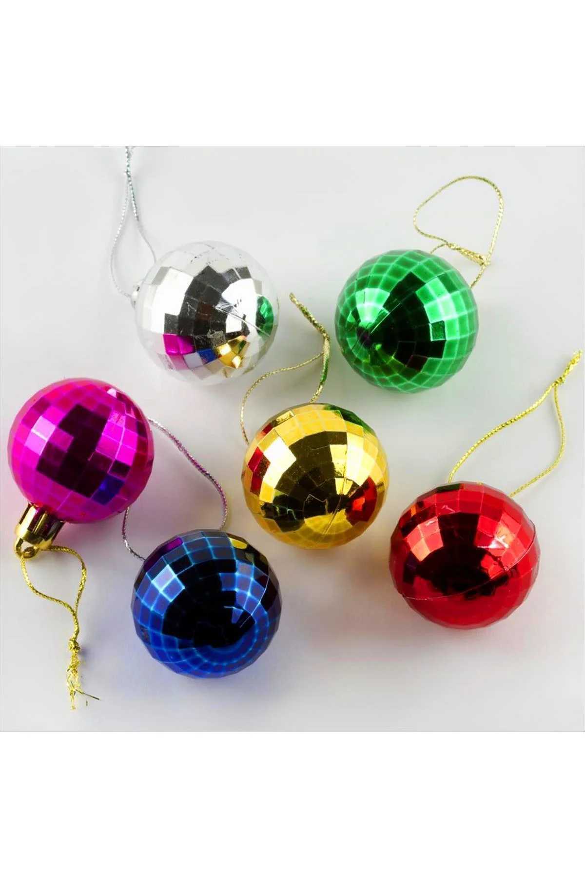 6 Adet Renkli Küçük Top Yılbaşı Süsü, Dekoratif ve Şık Ağaç Süsü 