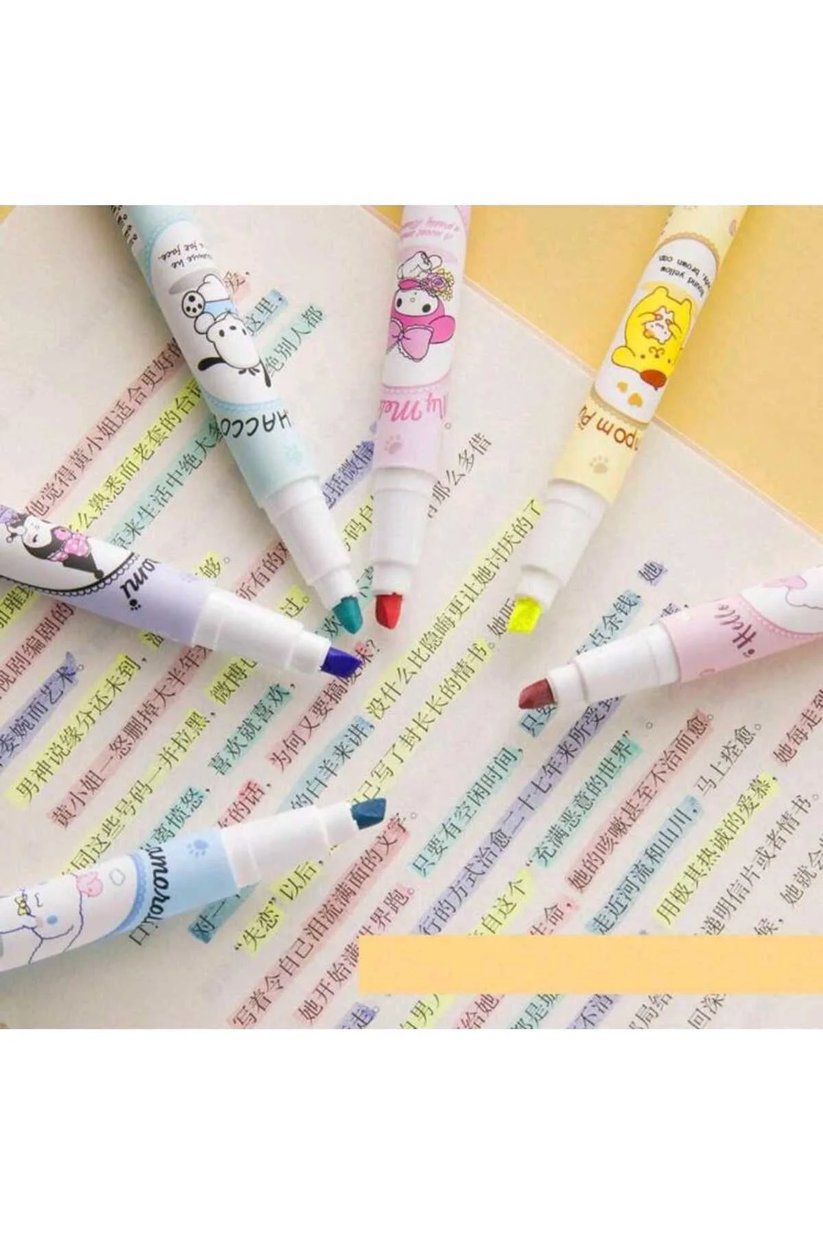 6 Adet Sanrio Neon Fosforlu Kalem Seti