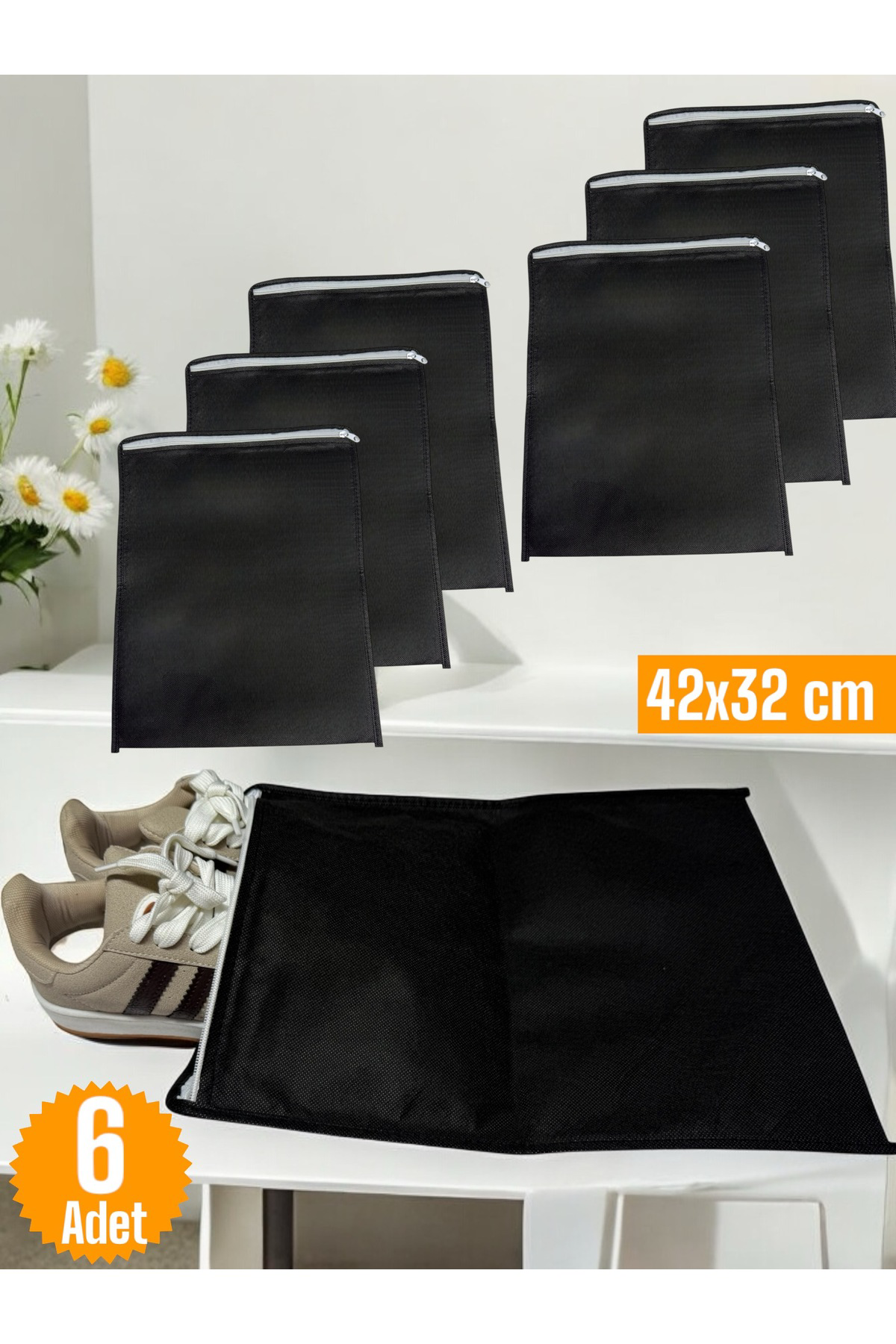 Balkan Room 6 Adet Siyah Ayakkabı Saklama Çantası Seyahat Hurcu Çok Amaçlı Fe
