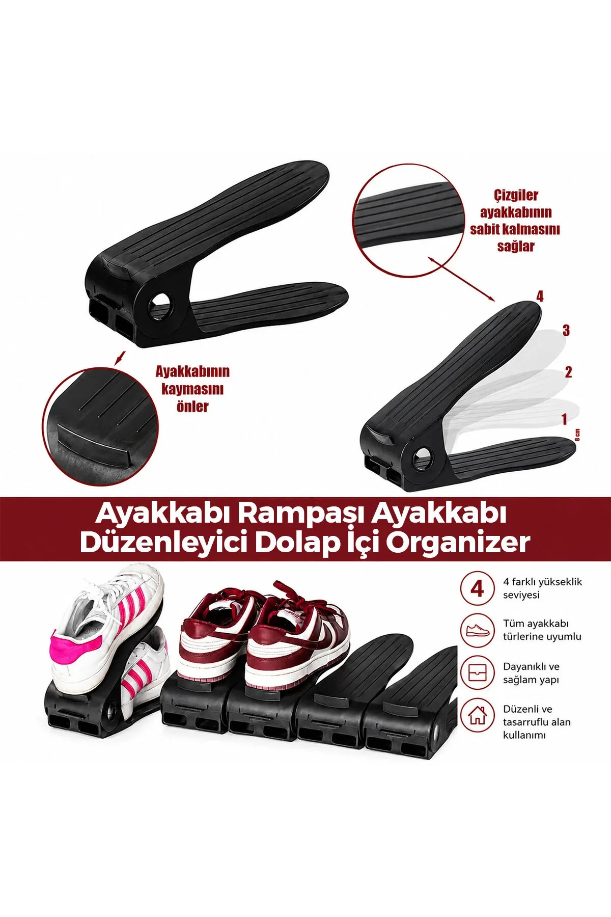 6 Adet Siyah Plastik Ayakkabı Rampası 12X25CM 6 Adet Siyah Plastik Ayakkabı Rampası 12X25CM