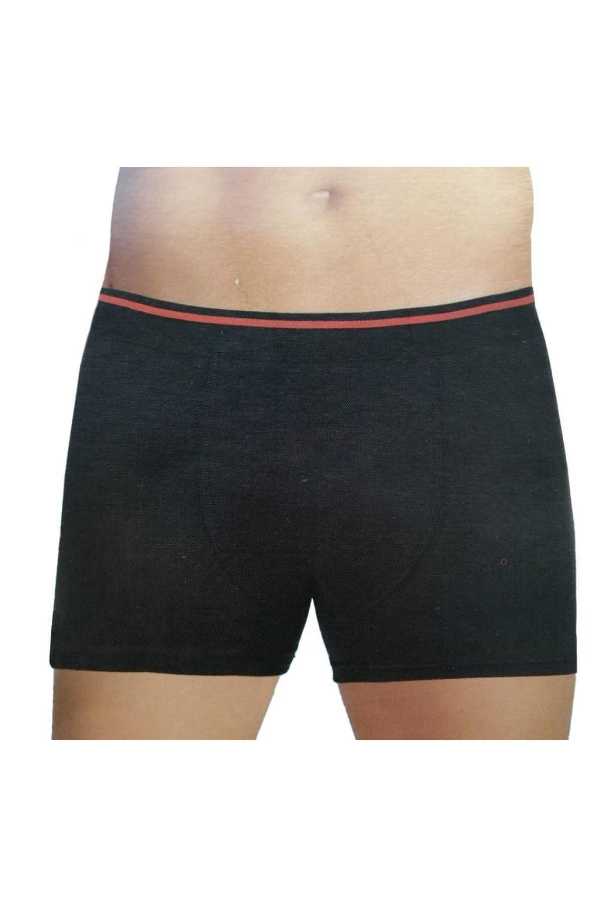 6 Adet Siyah Renk Ekonomik Likralı Boxer