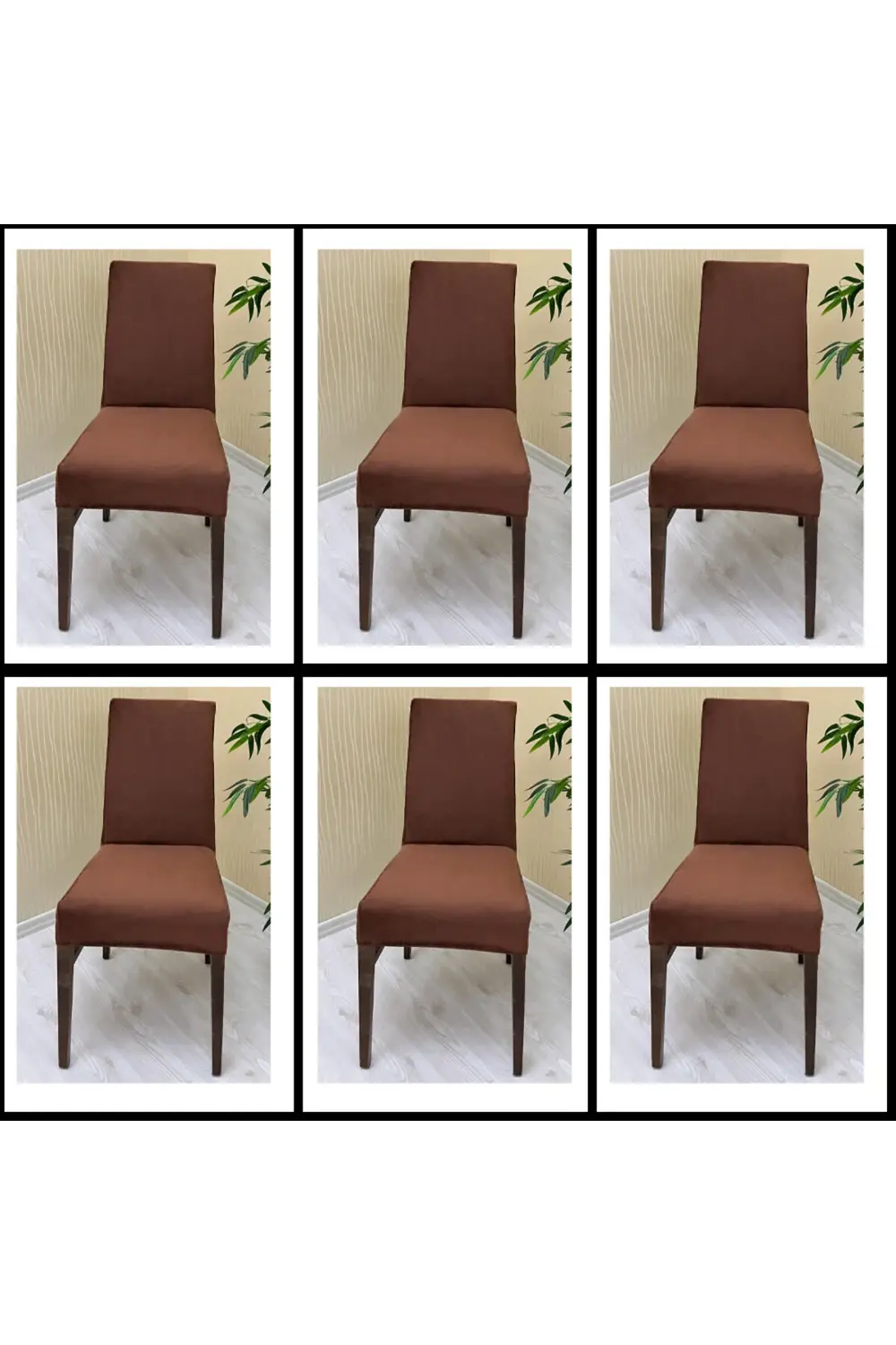 6 Adet Süet Detaylı Angora Kumaş Sandalye Kılıfı Yıkanabilir Likr