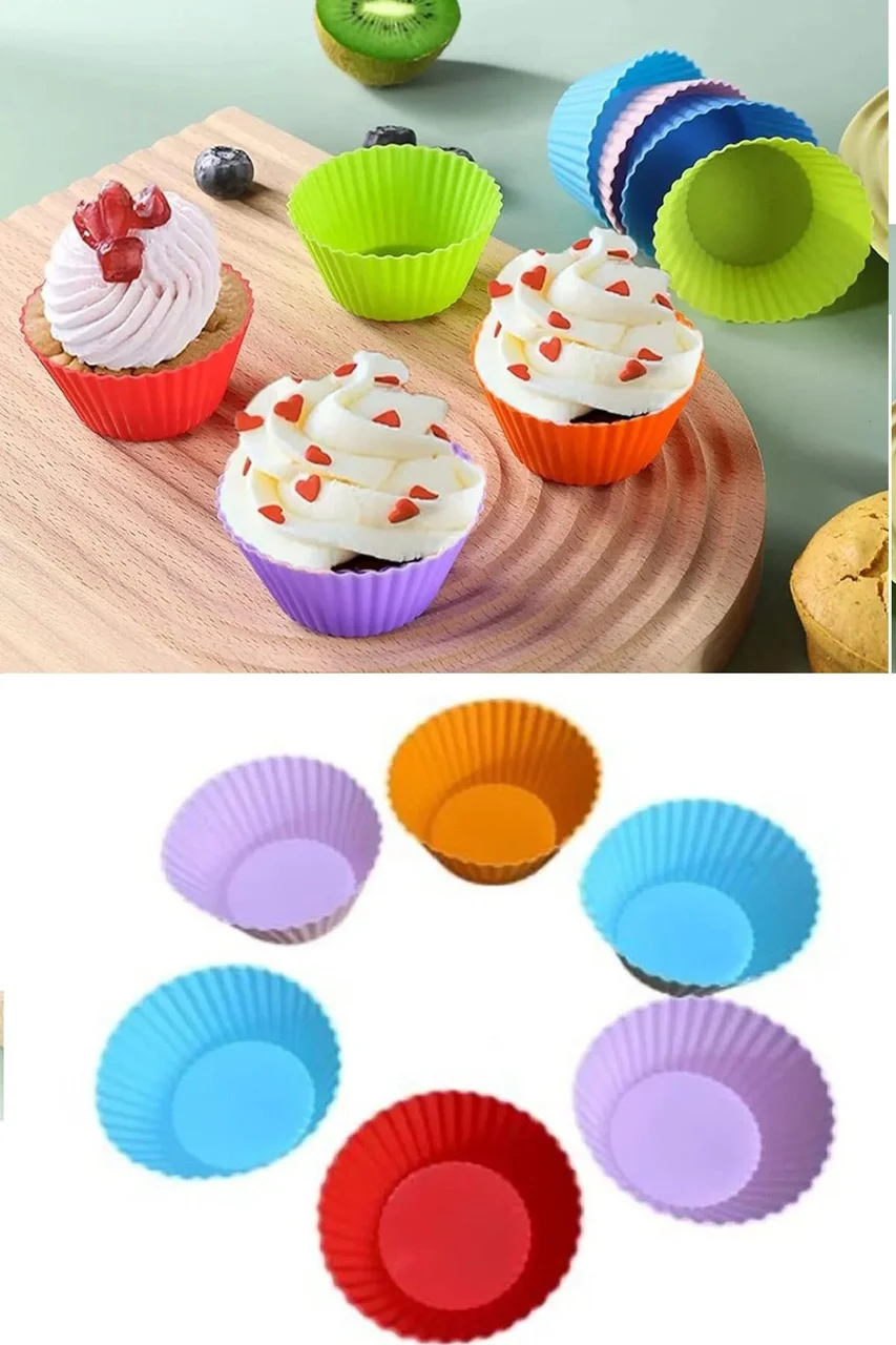 6 Adet Yıkanabilir Mini Tırtıklı Muffin Kalıbı- Ribanalı Kek-cupcake- Renkli Hamur Işi Kabı Diğer