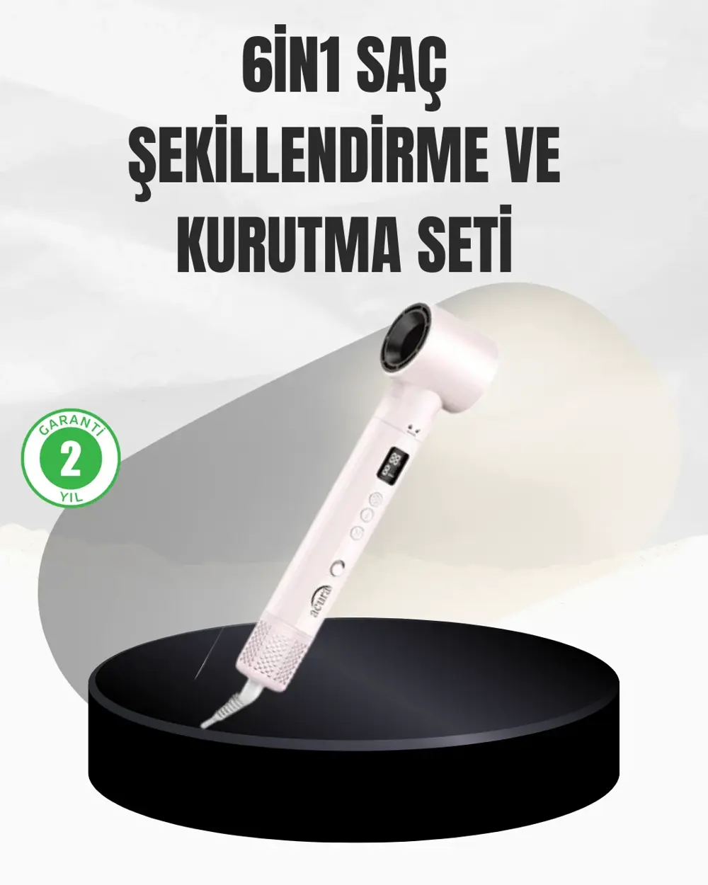 6 Başlıklı Hızlı Kurutma ve Bukle Şekillendirme Seti