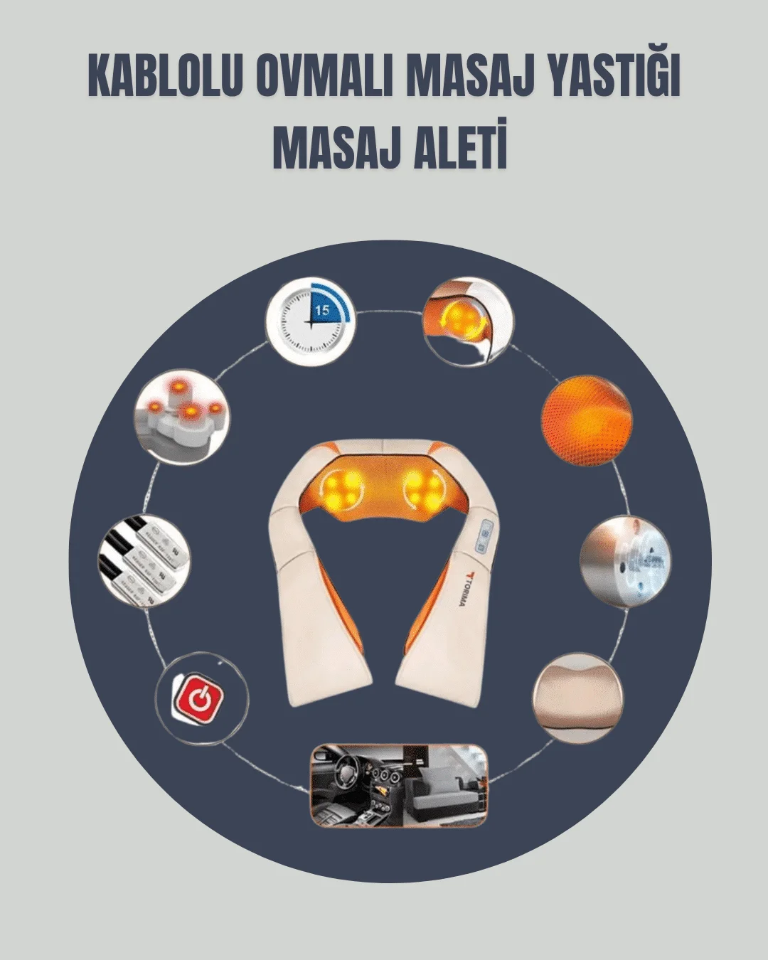 6 Başlıklı Isıtmalı Masaj Cihazı – Tüm Vücut İçin Derin Kas Masaj
