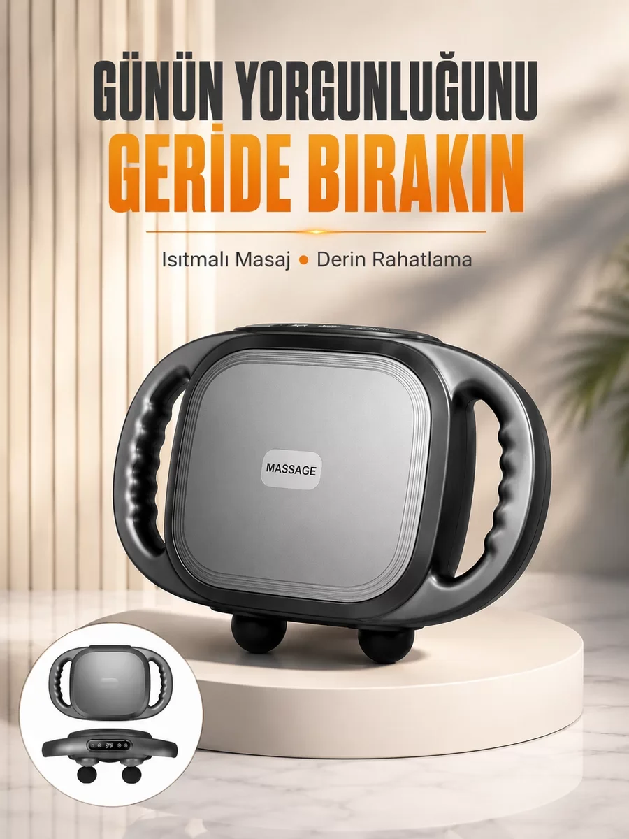6 Başlıklı Şarjlı Masaj Aleti - 2000 mAh Gücü ile Kas Yorgunluğunu Gideren Ergonomik Masaj Tabancası