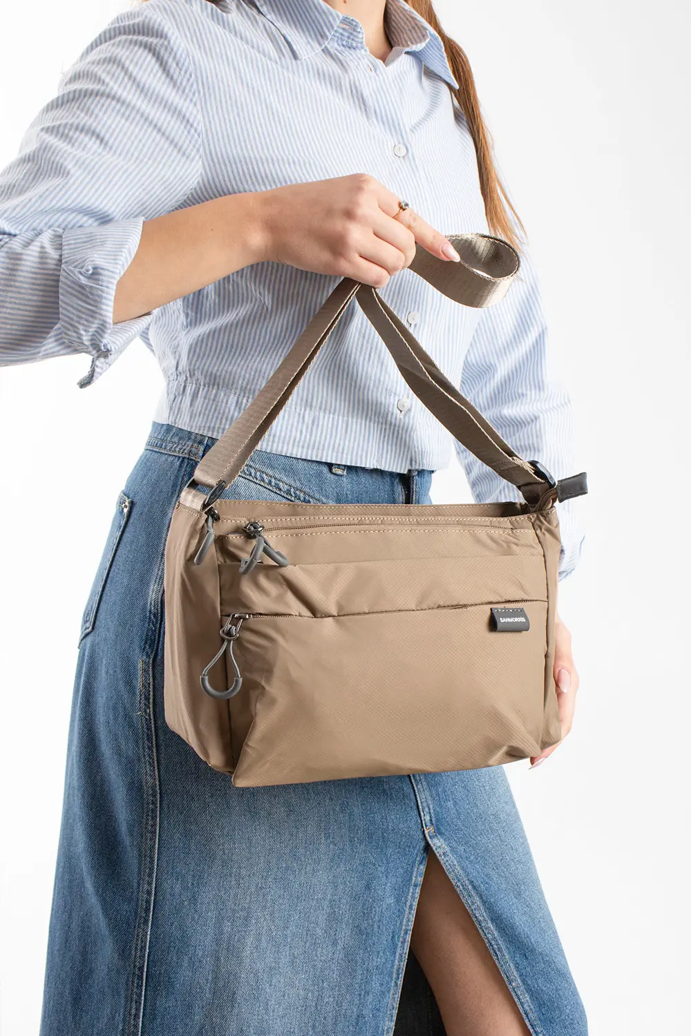 6 Bölmeli Orta Boy Suya Dayanıklı Paraşüt Kumaş Çapraz Askılı Omu