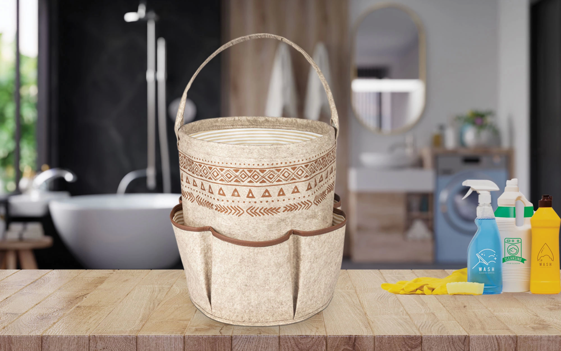 6 Cepli Deri Şeritli Yuvarlak Çok Amaçlı Düzenleyici Organizer Ku