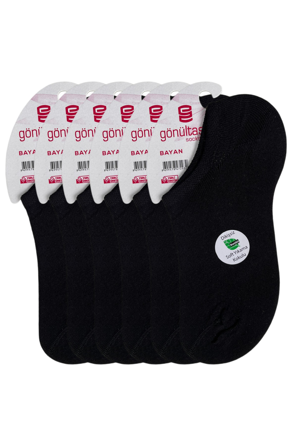 6 Çift Dikişsiz Bambu Kadın Siyah Sneaker Çorap