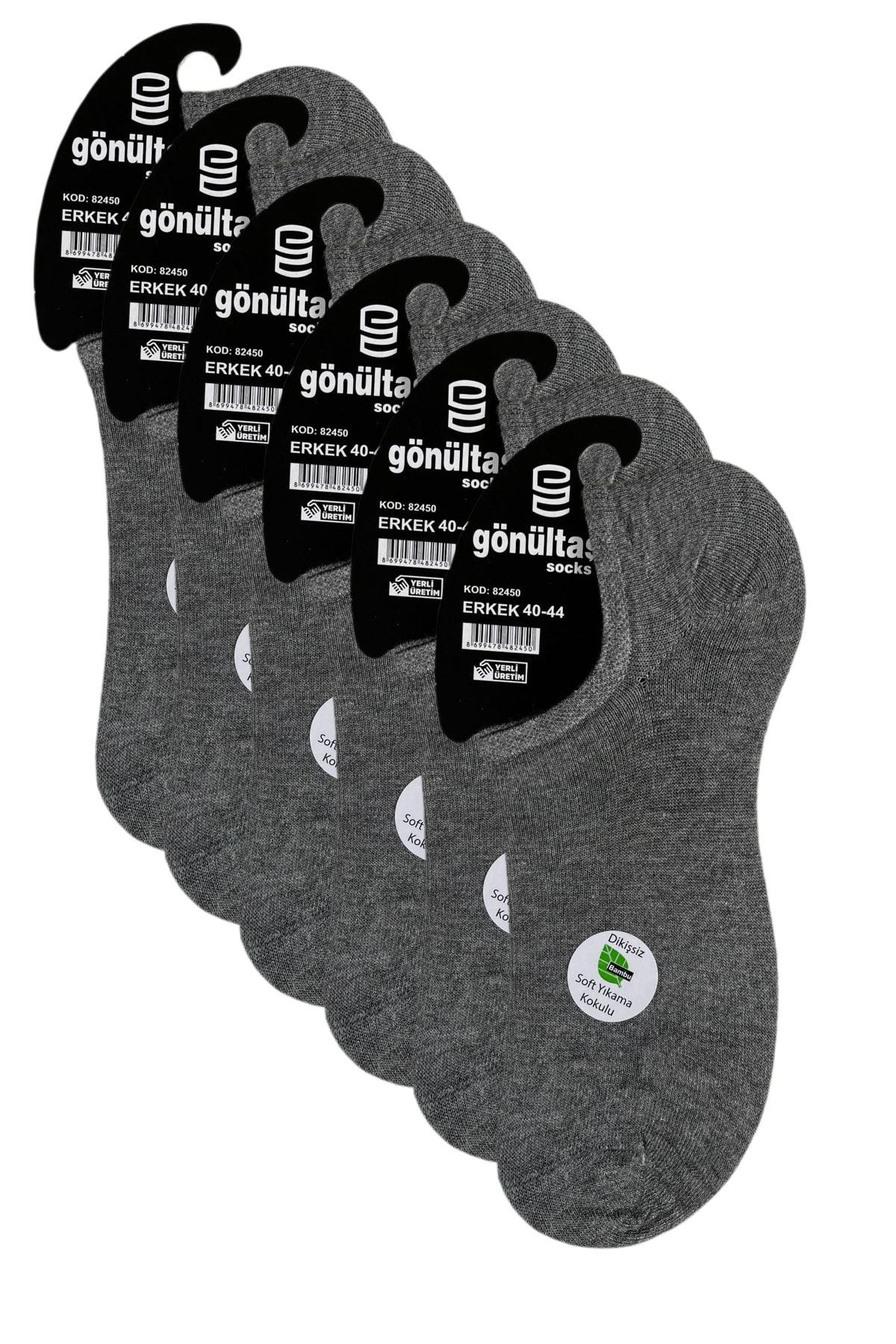 6 Çift Dikişsiz Bambu Erkek Gri Sneaker Çorap