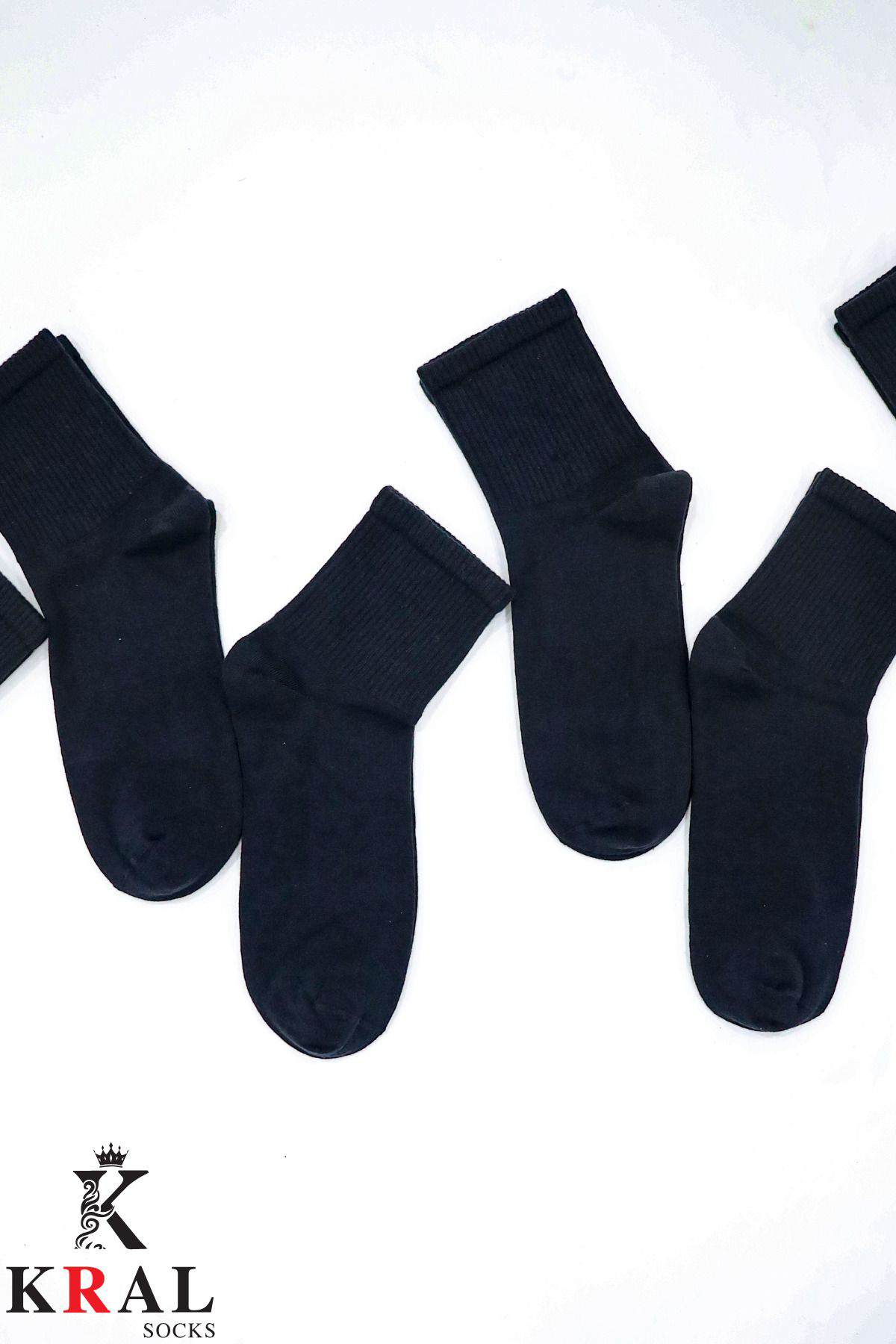 Kral Socks 6 Çift Pamuklu Tenis Çorap Dikişsiz Kolej Boy Unisex Siyah