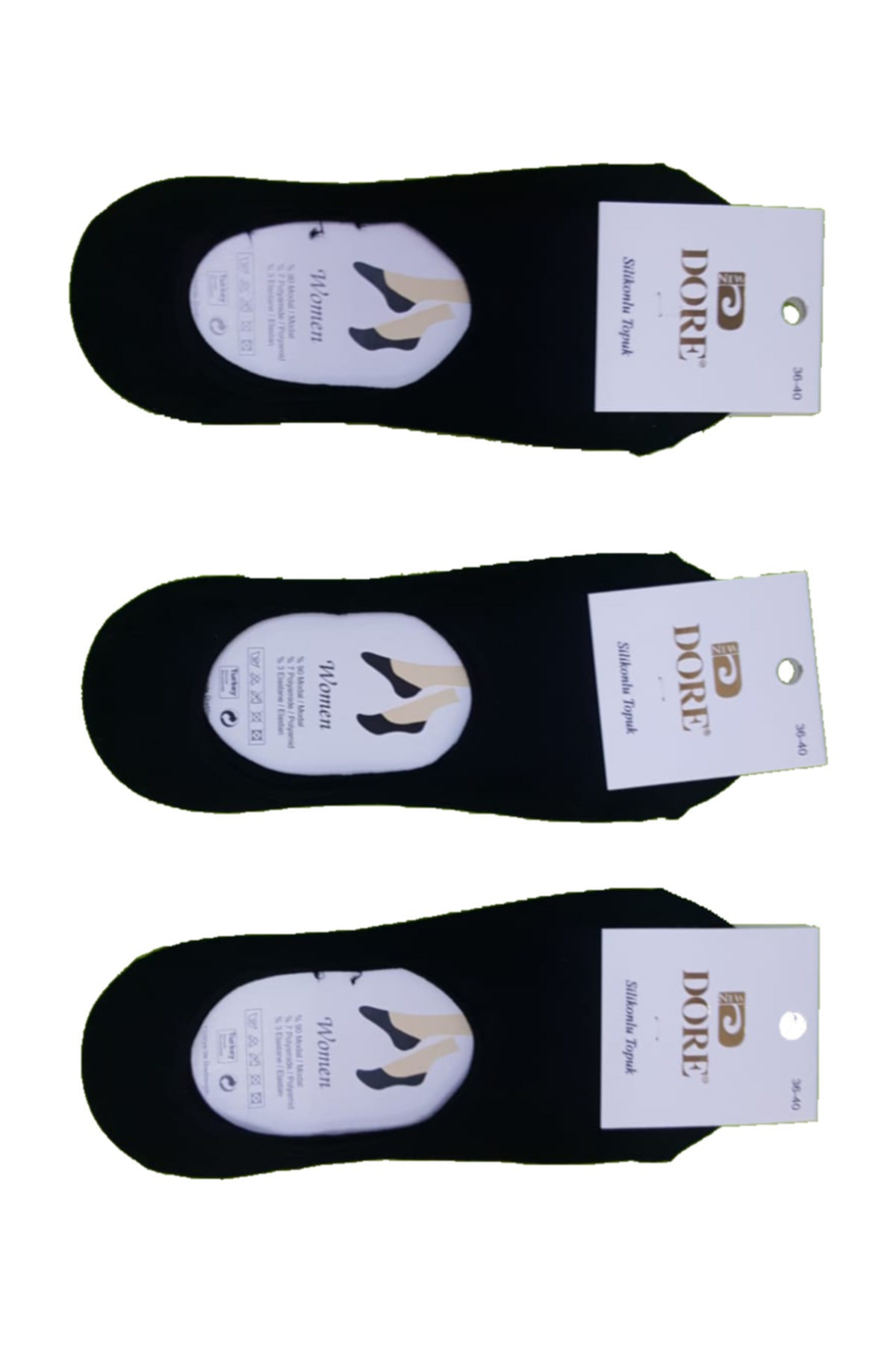 6 Çift Slikonlu Topuk Babet Çorap