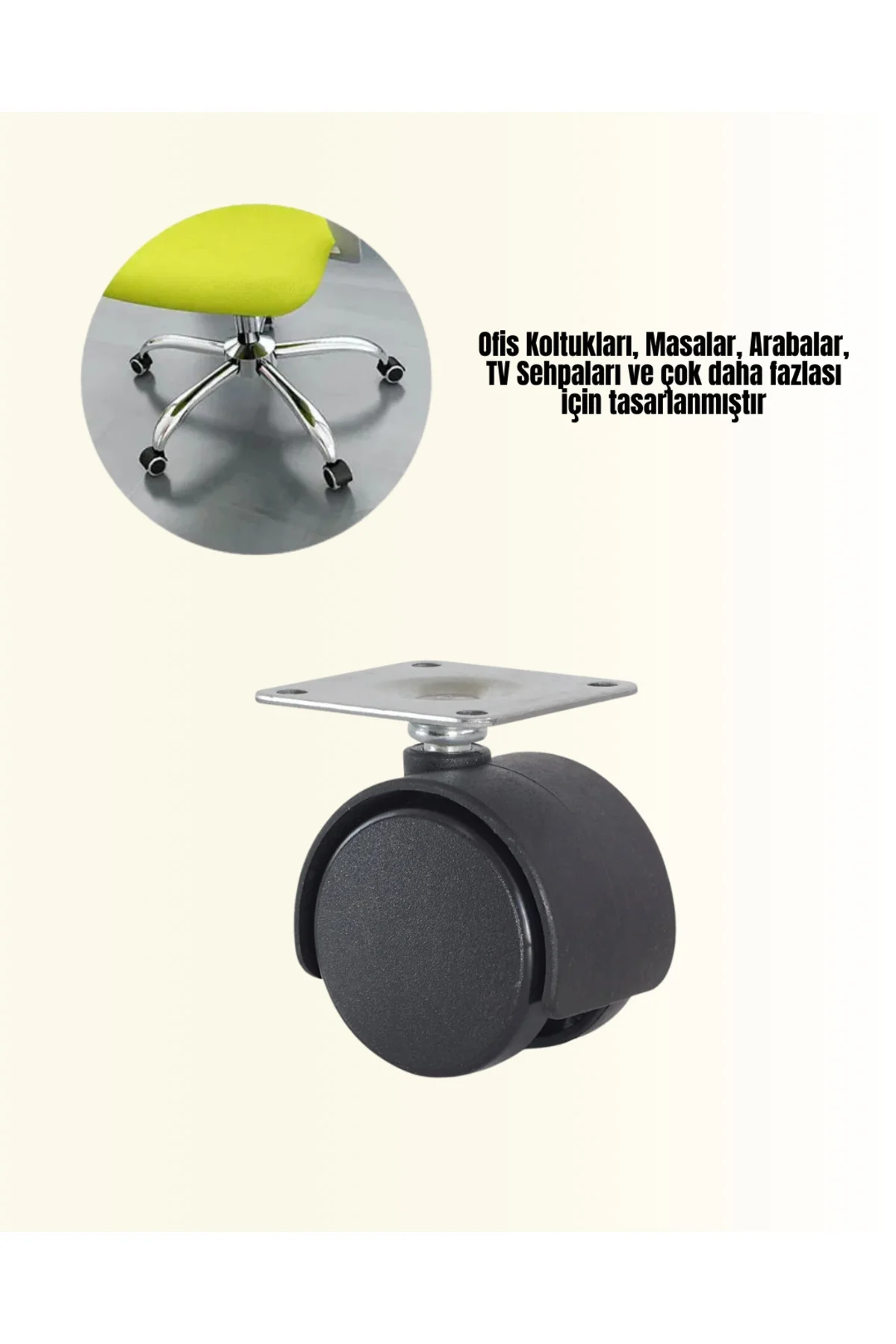 6 cm Kilitsiz Masa Ayağı Tekerleği 4’lü Set Çok Amaçlı - Lisinya