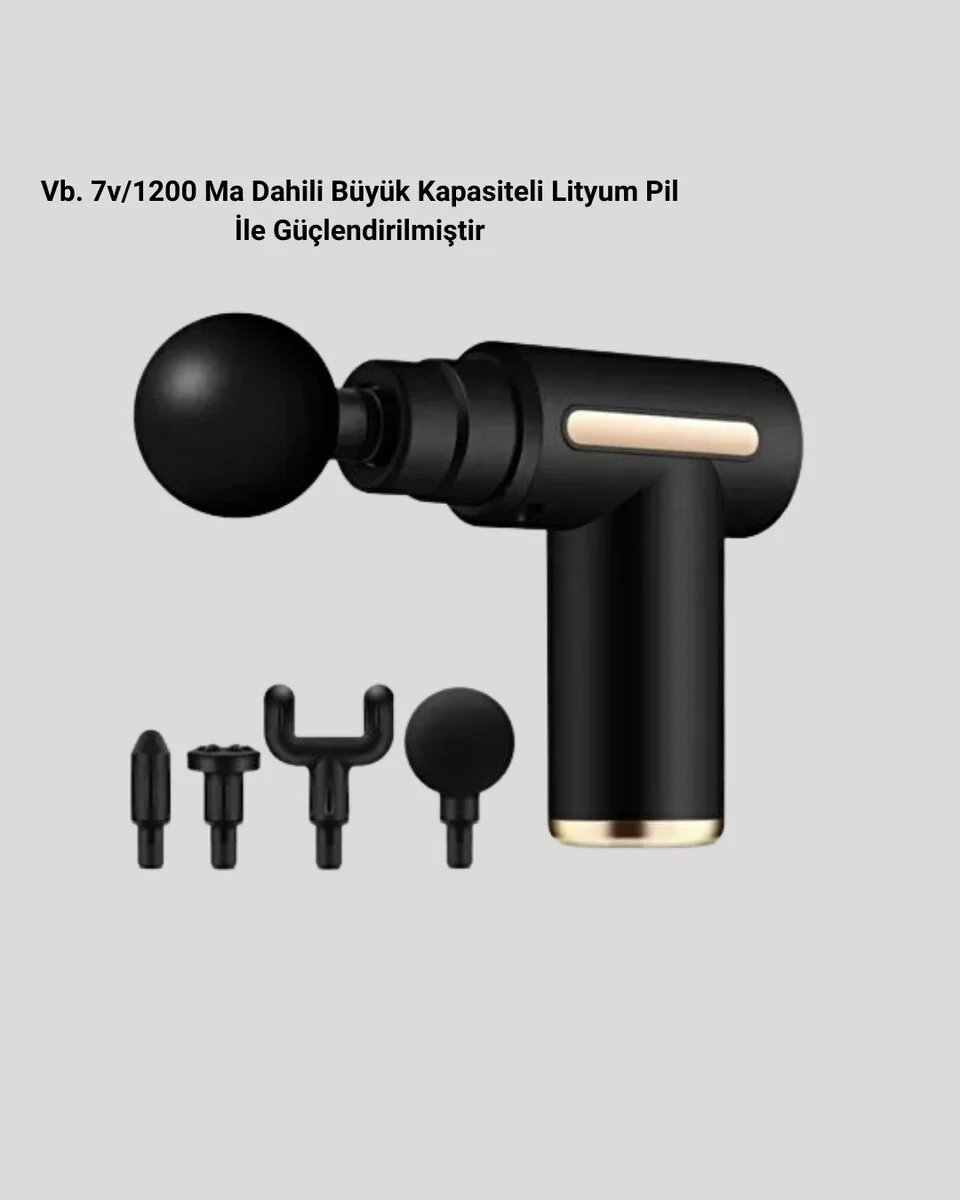 6 Kademeli Kas Masaj Tabancası 4 Başlıklı Güçlü Sessiz Sporcu Masaj Cihazı Şarjlı
