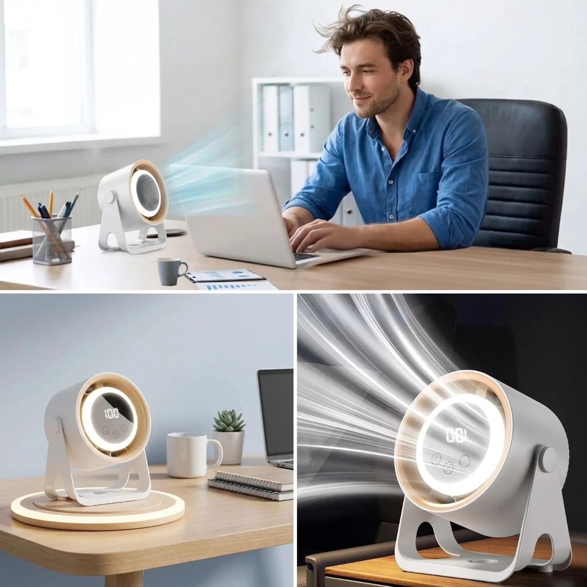 6 Kademeli Şarjlı Masaüstü Fan – Dijital LED Ekranlı, Oynar Başlıklı, LED Işıklı, Askılı ve Duvara Monte Edilebilir Fan K6 6 Kademeli Şarjlı Masaüstü Fan – Dijital LED Ekranlı, Oynar Başlıklı, LED Işıklı, Askılı ve Duvara Monte Edilebilir Fan K6