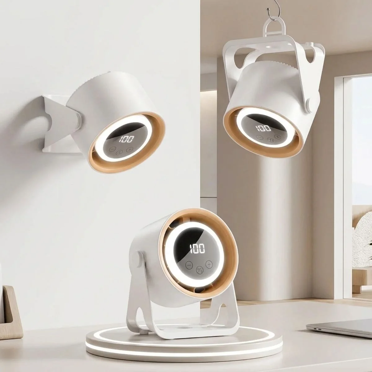 6 Kademeli Şarjlı Masaüstü Fan – Dijital LED Ekranlı, Oynar Başlıklı, LED Işıklı, Askılı ve Duvara Monte Edilebilir Fan K6 6 Kademeli Şarjlı Masaüstü Fan – Dijital LED Ekranlı, Oynar Başlıklı, LED Işıklı, Askılı ve Duvara Monte Edilebilir Fan K6