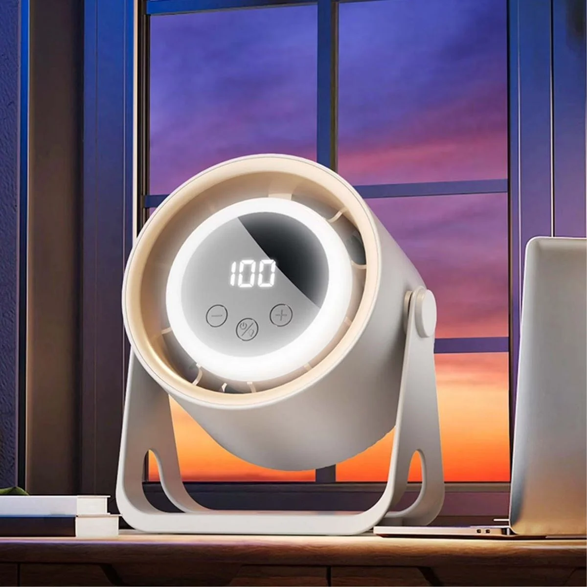 6 Kademeli Şarjlı Masaüstü Fan – Dijital LED Ekranlı, Oynar Başlıklı, LED Işıklı, Askılı ve Duvara Monte Edilebilir Fan K6 6 Kademeli Şarjlı Masaüstü Fan – Dijital LED Ekranlı, Oynar Başlıklı, LED Işıklı, Askılı ve Duvara Monte Edilebilir Fan K6