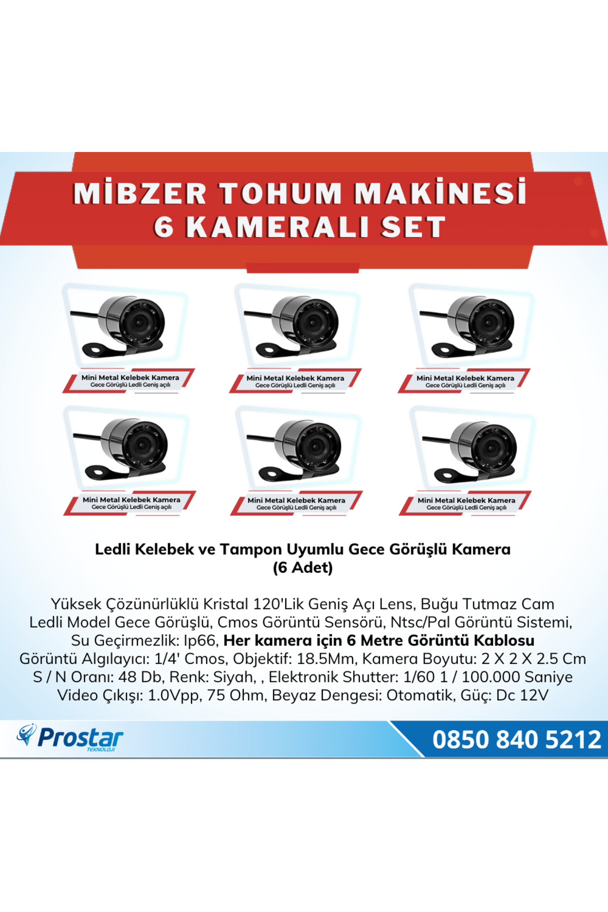 Navistar 6 Kameralı Mibzer Havalı Tohum Makinesi 9 İnç Hdmi Monitörlü Kame