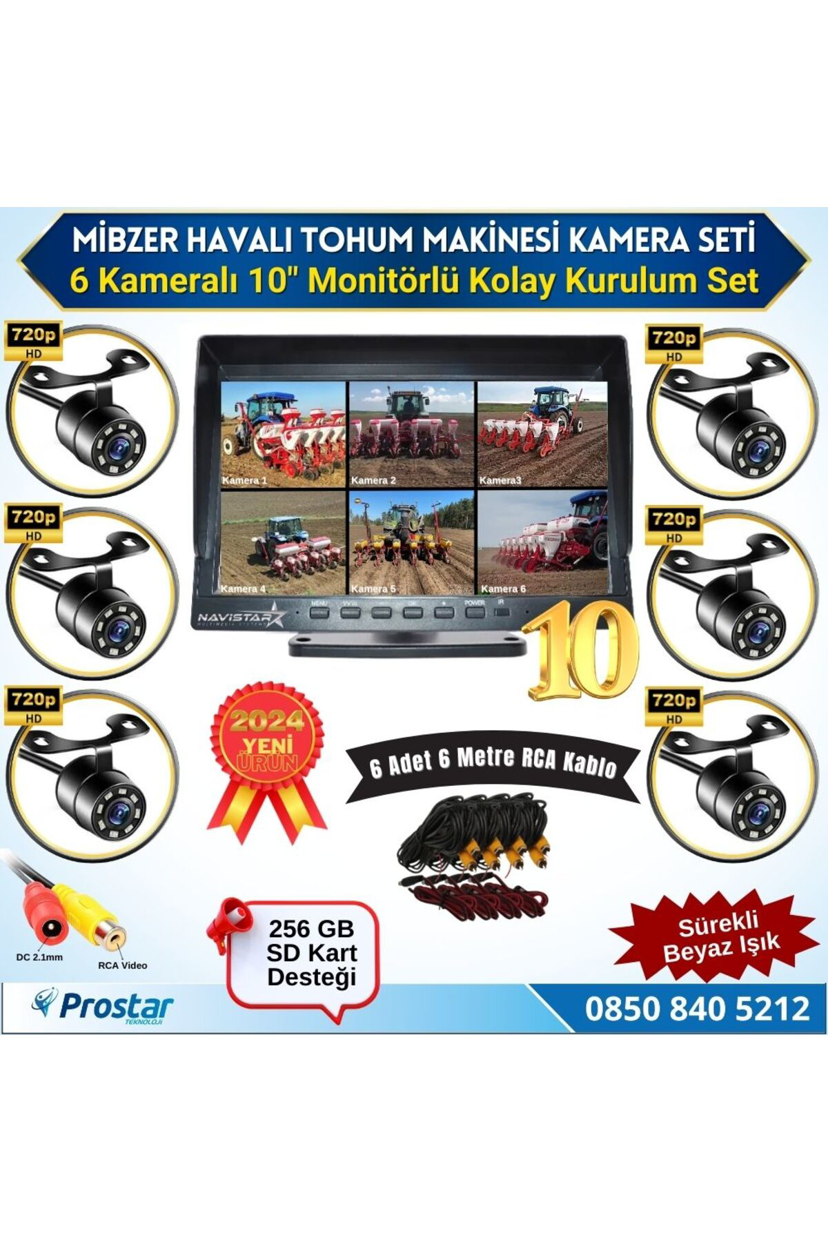 Navistar 6 Kameralı Mibzer İçin 10 İnç Monitör Altıya Bölen Kayıtlı 256 Gb