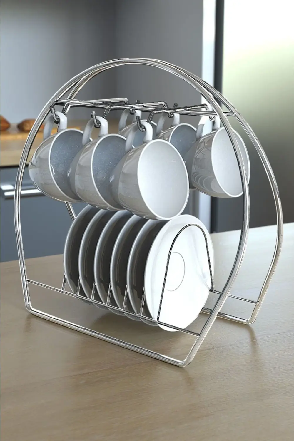 6 Kancalı Şık Fincan Askılığı | Bardak Standı Kahve Fincanı Stand