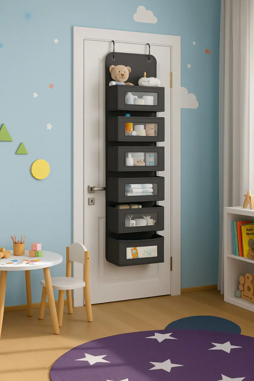 6 Katlı Kapı Arkası Düzenleyici Raf Bebek Eşyası Çocuk Odası Bany