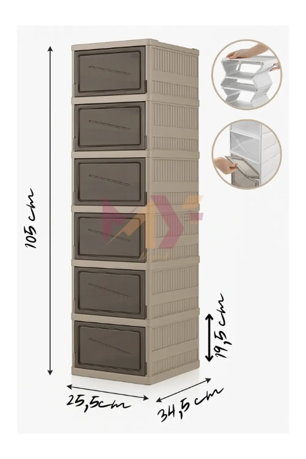 6 Katlı Modüler Ayakkabılık Portatif Katlanabilen Ayakkabı Dolabı