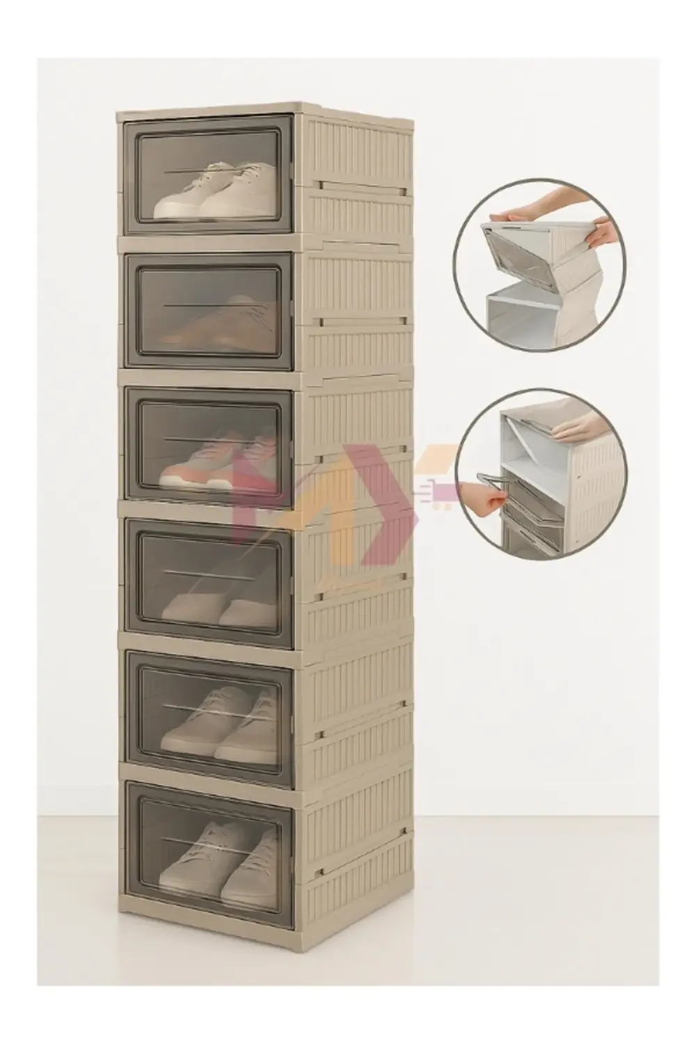 6 Katlı Modüler Ayakkabılık Portatif Katlanabilen Ayakkabı Dolabı