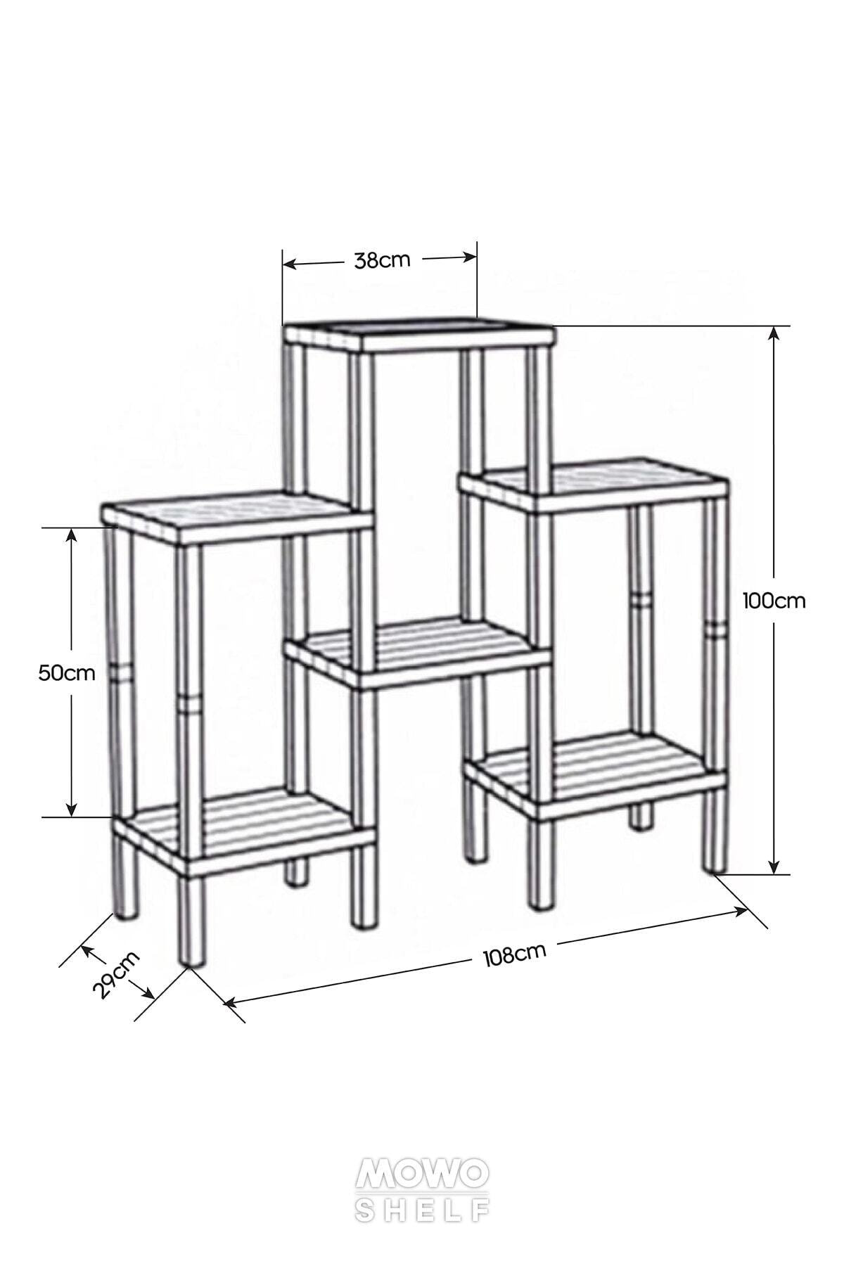Naturawin 6 Katlı Modüler Banyo Rafı Mutfak Balkon Salon Bahçe Rafı Kitaplı