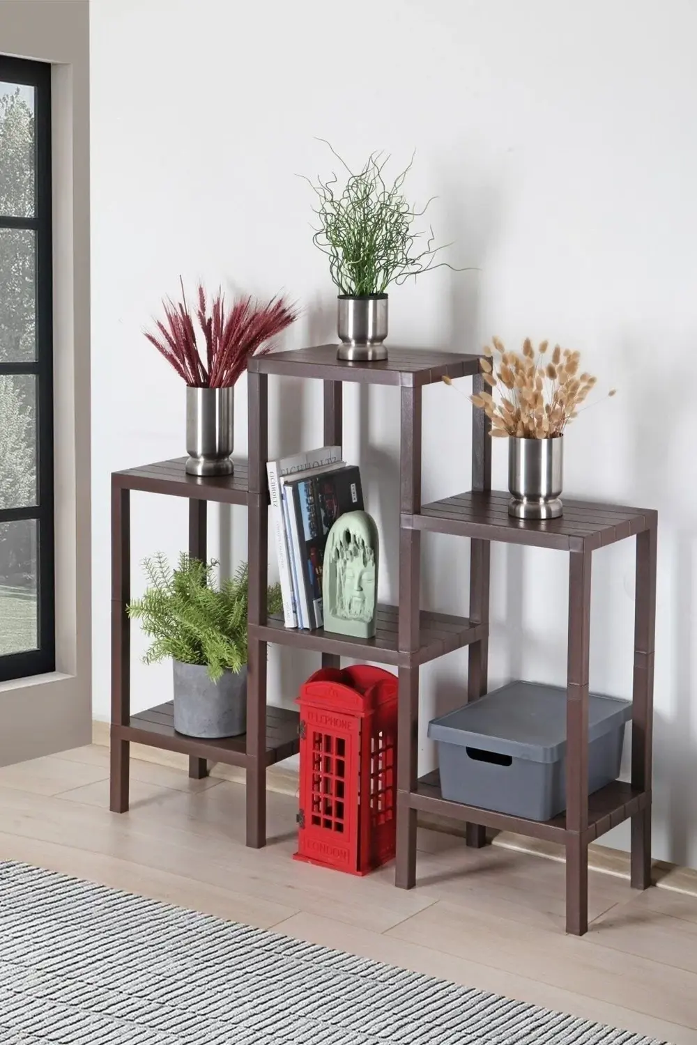 6 Katlı Modüler Banyo Rafı Mutfak Balkon Salon Bahçe Rafı Kitaplı