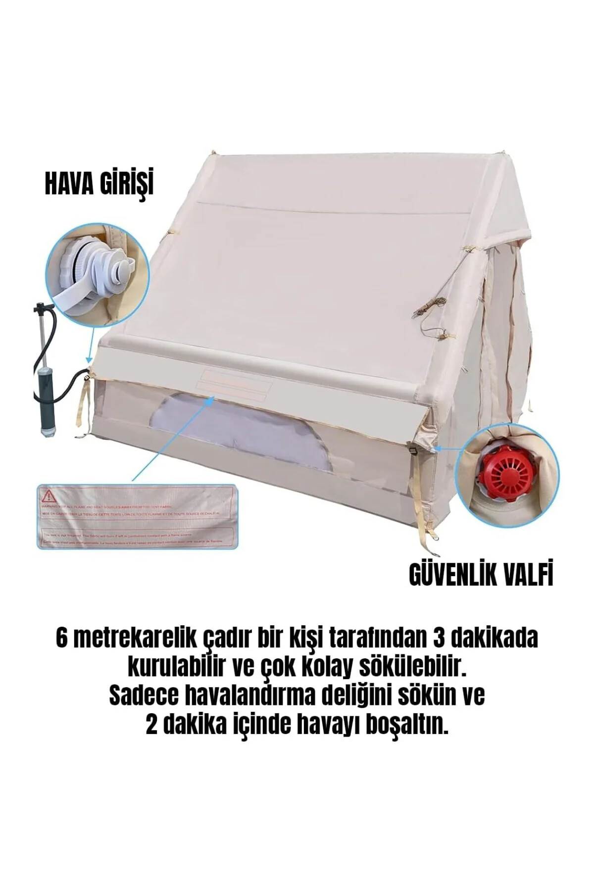 6 Kişilik 4 Mevsim Şişme Kamp Çadırı