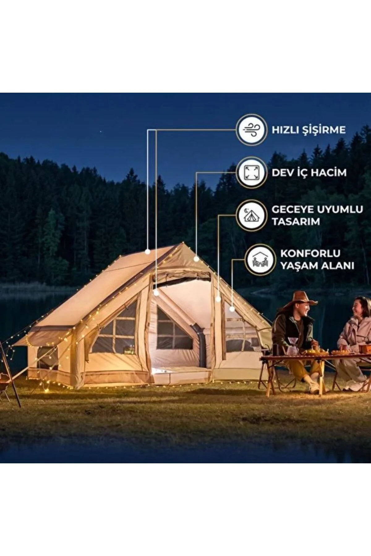 6 Kişilik Şişme Kamp Çadırı - 4 Mevsim - Dev İç Hacim