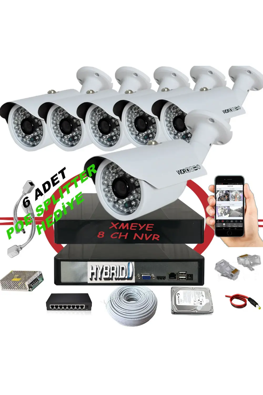 6' lı 5 MP 1940P Sensör 6 Megapiksel Sony Lens Metal Kasa IP Güve