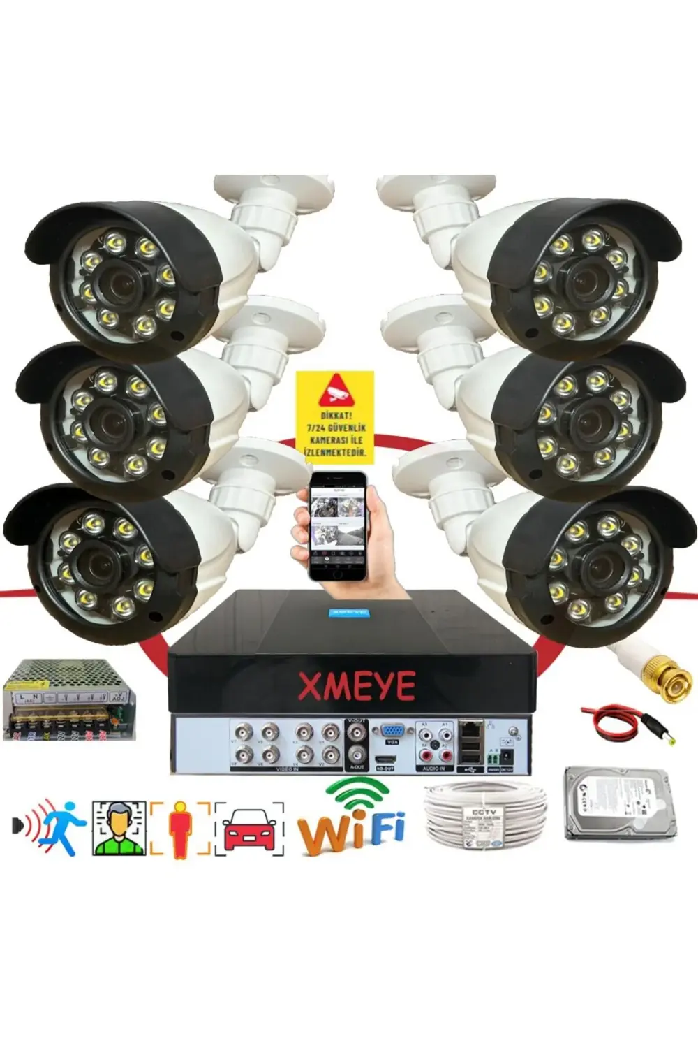 6 lı Araç İnsan Yüz Tanımalı Hareket Algılayan 5 MP Lens 8 Warm L