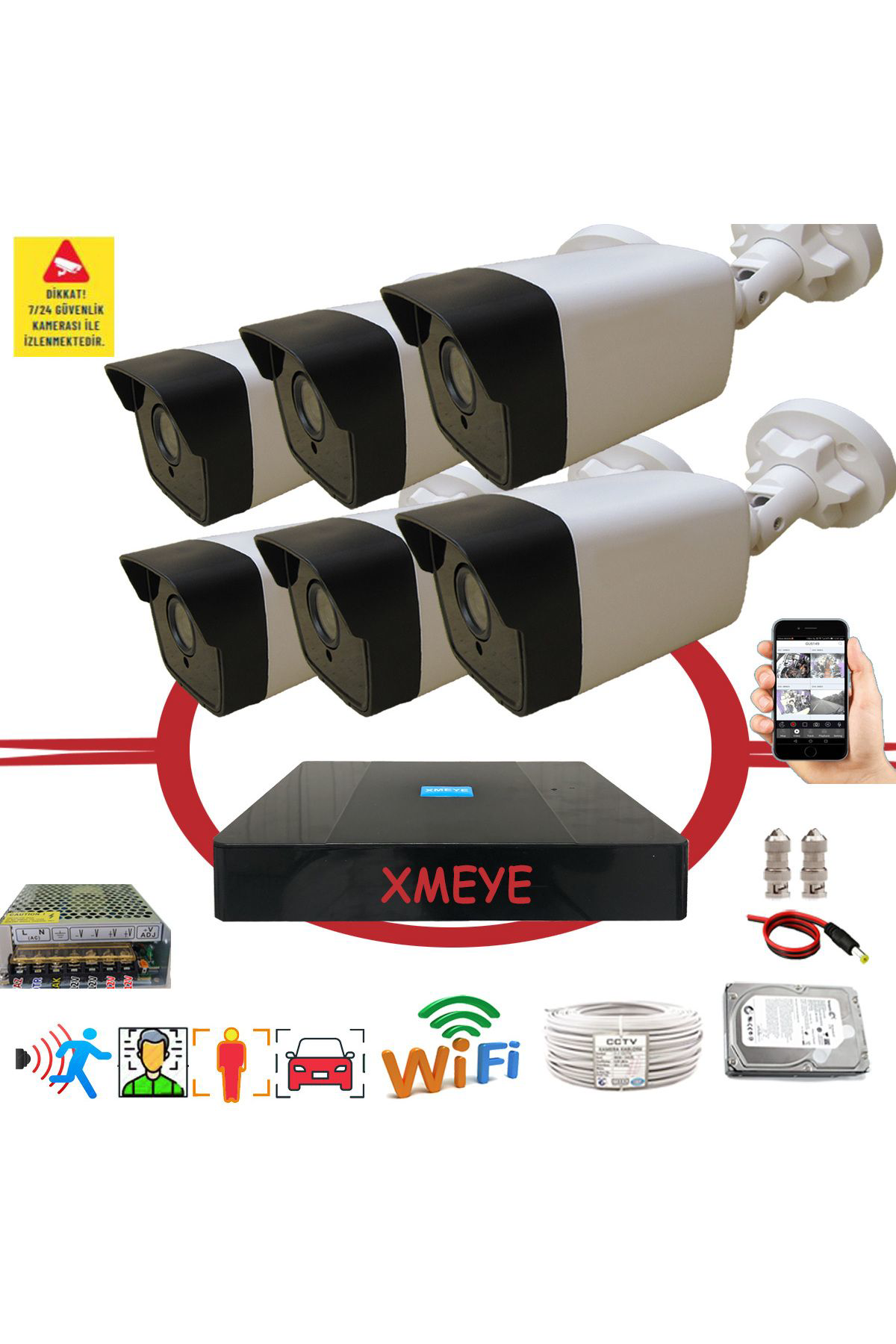 6 lı Araç, Yüz ve İnsan, Hareket Algılayan 5 Mp Lens 36 Ir Led Gü