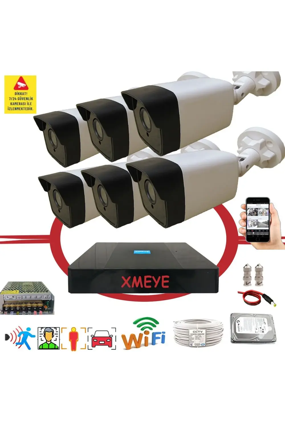 6 lı Araç, Yüz ve İnsan, Hareket Algılayan 5 Mp Lens 36 Ir Led Gü