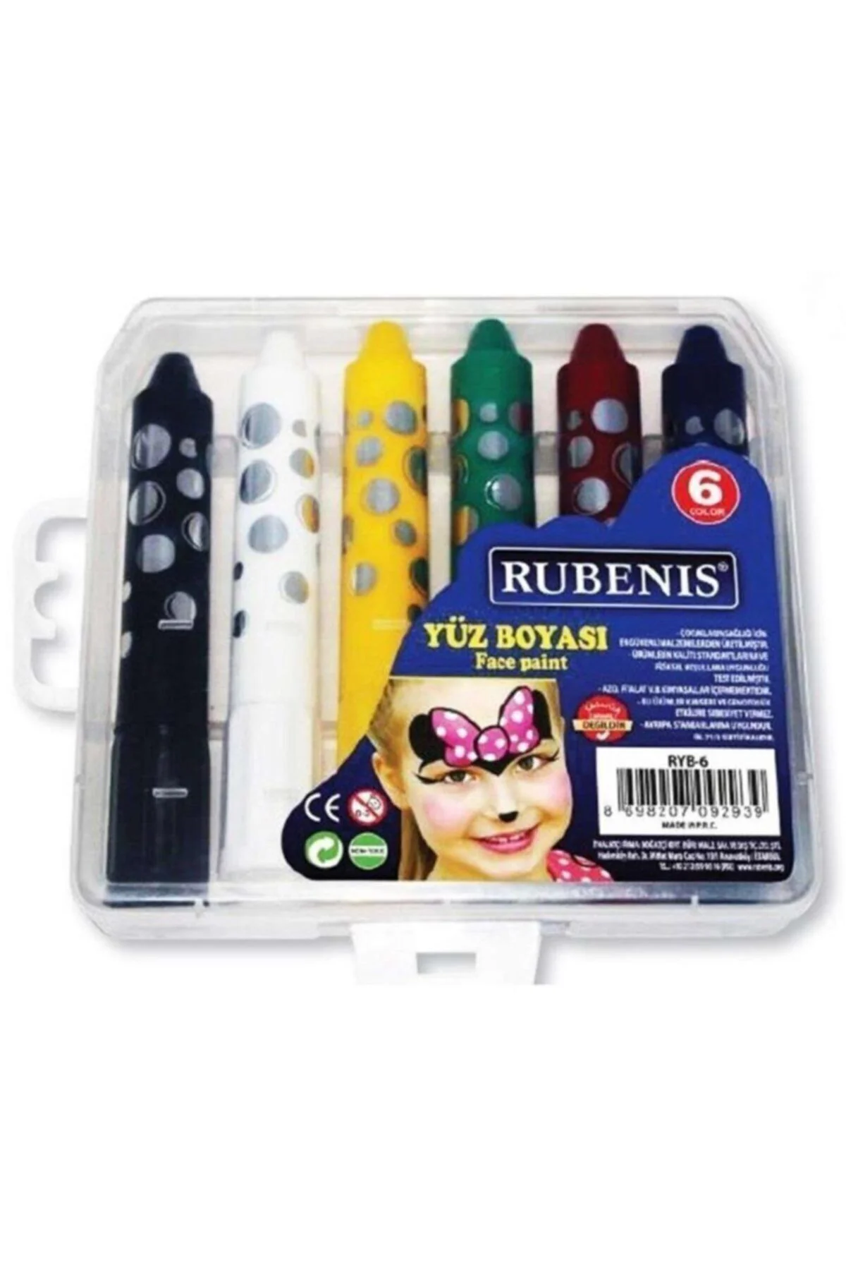 6 Lı Çevirmeli Yüz Boyası Seti