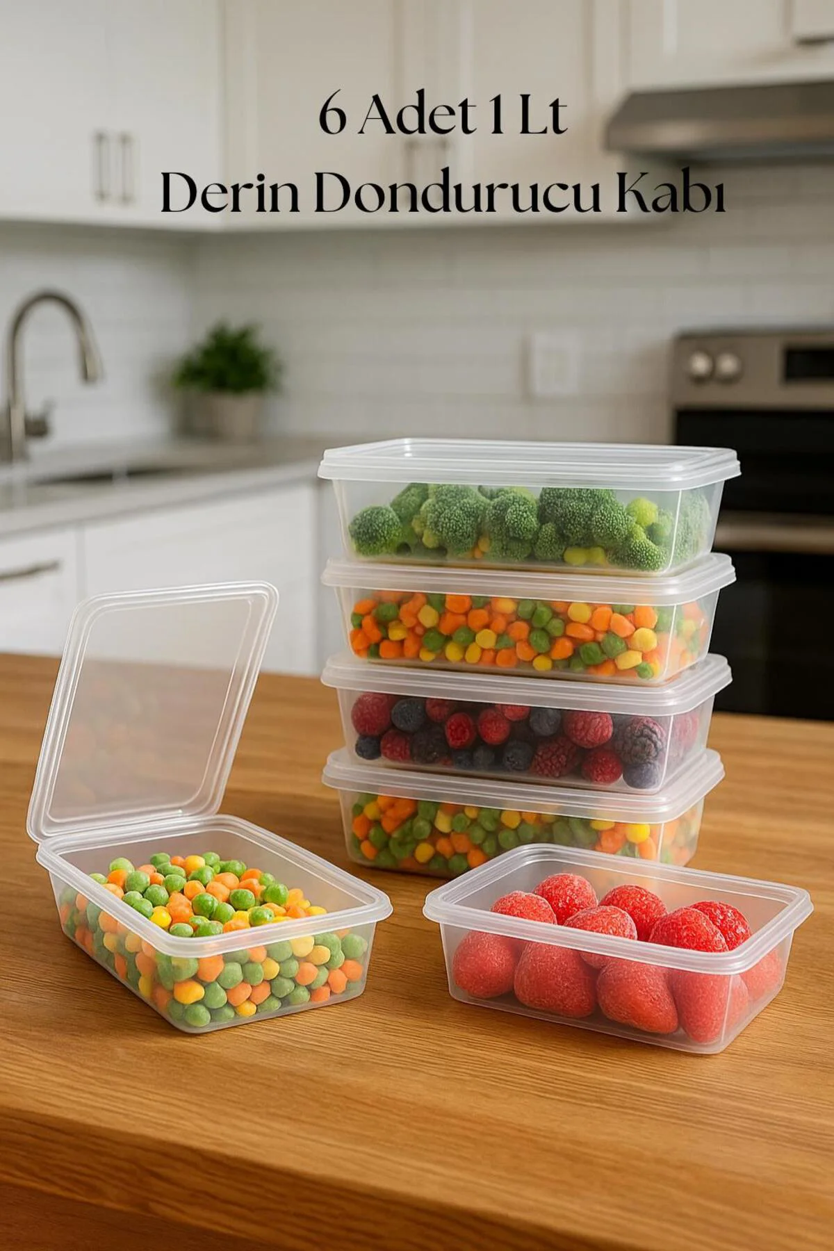 6 lı Derin Dondurucu Saklama Kabı & Organizeri 1 lt 12,5x19,5x5,5