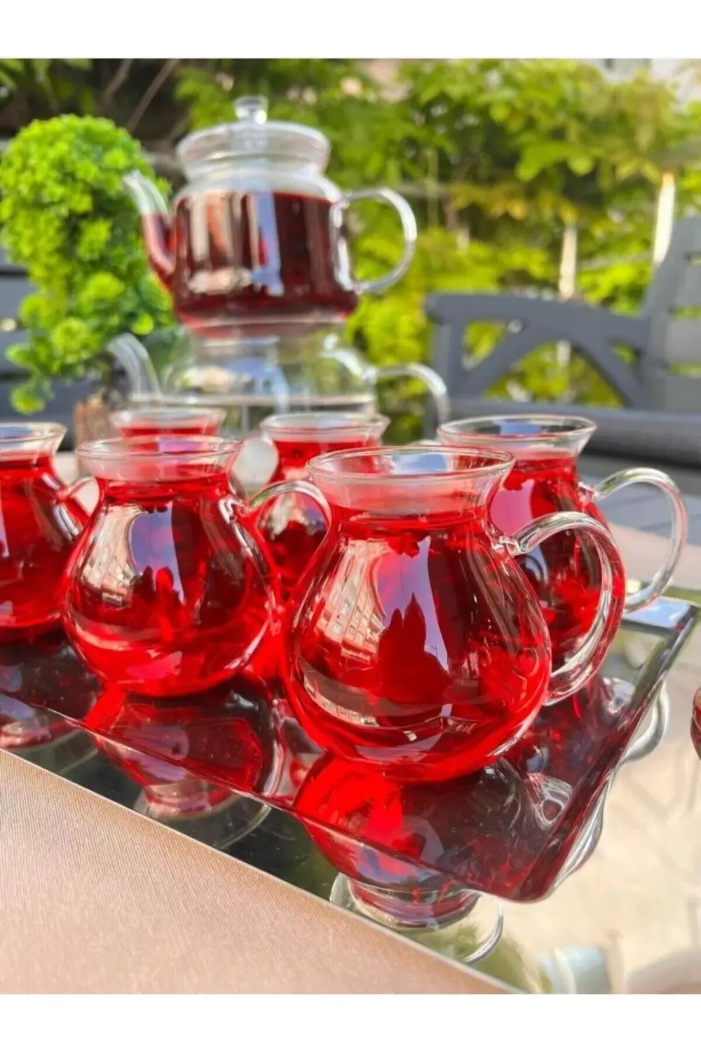 6 Lı Keyfi Ala Borosilikat Cam Bardak Çay Bardağı 200 ml