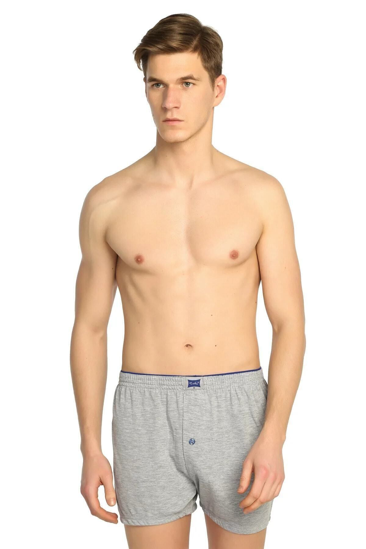 6 Lı Paket Erkek Penye Boxer Düğmeli Havlu Bel Baksır Pamuk