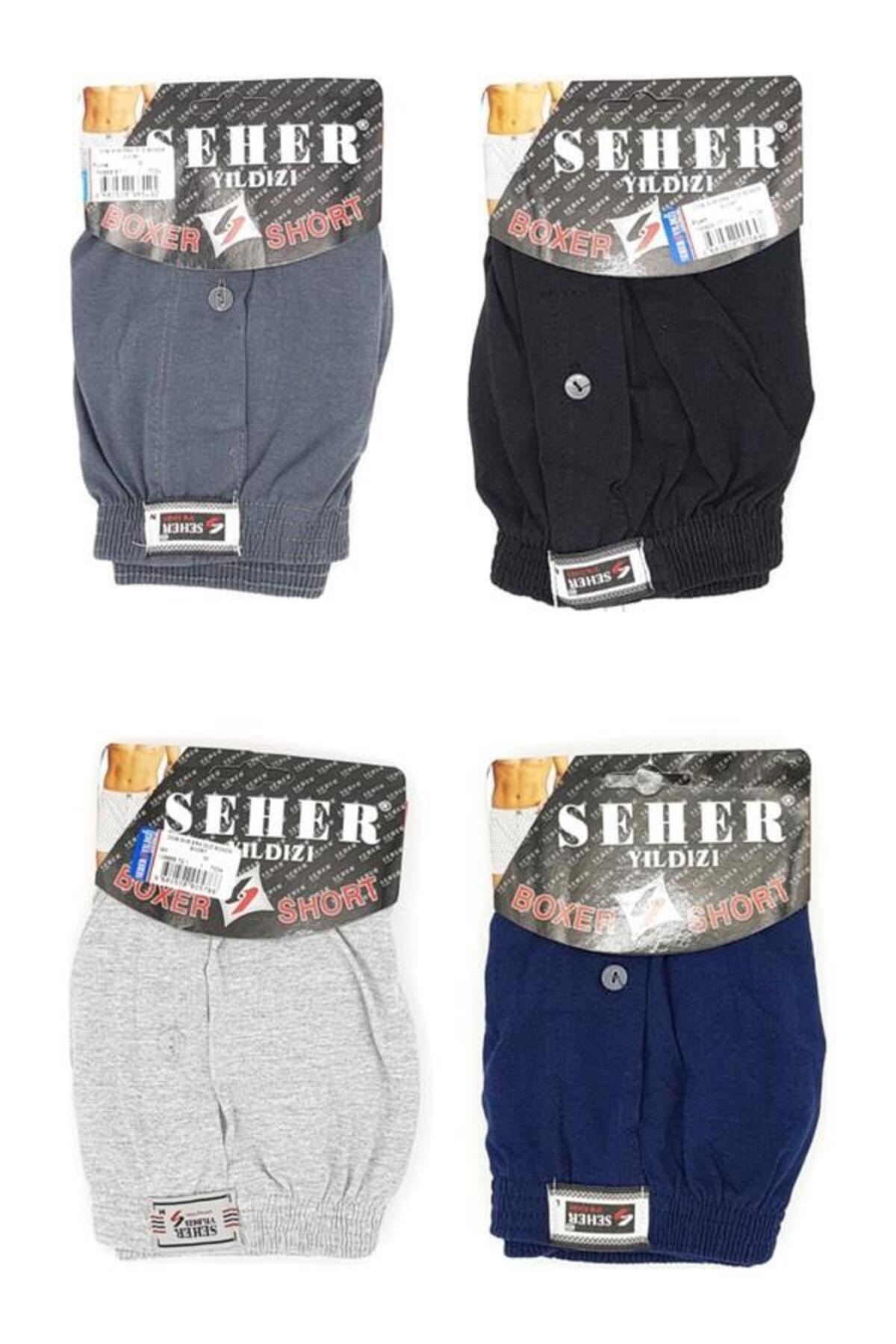 6 Lı Paket Yıldızı Pamuklu Penye Düğmeli Erkek Boxer 0008