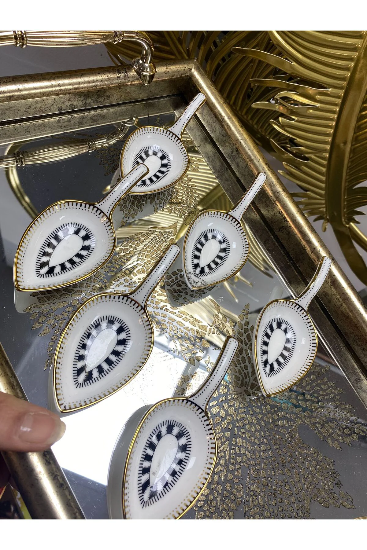 6 Lı Porselen Kaşık Lokumluk Gold (Douglas) 11 cm