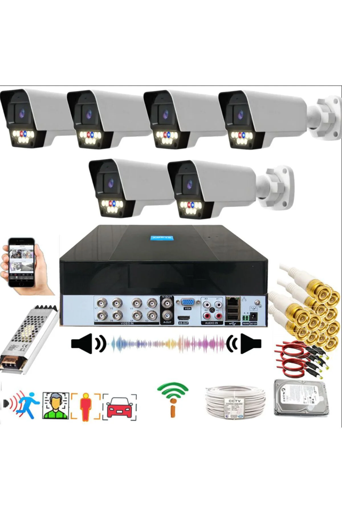 6 lı Sesli Araç İnsan Yüz ve Hareket Algılayan 5 MP Lens 9 Warm L 6 lı Sesli Araç İnsan Yüz ve Hareket Algılayan 5 MP Lens 9 Warm L