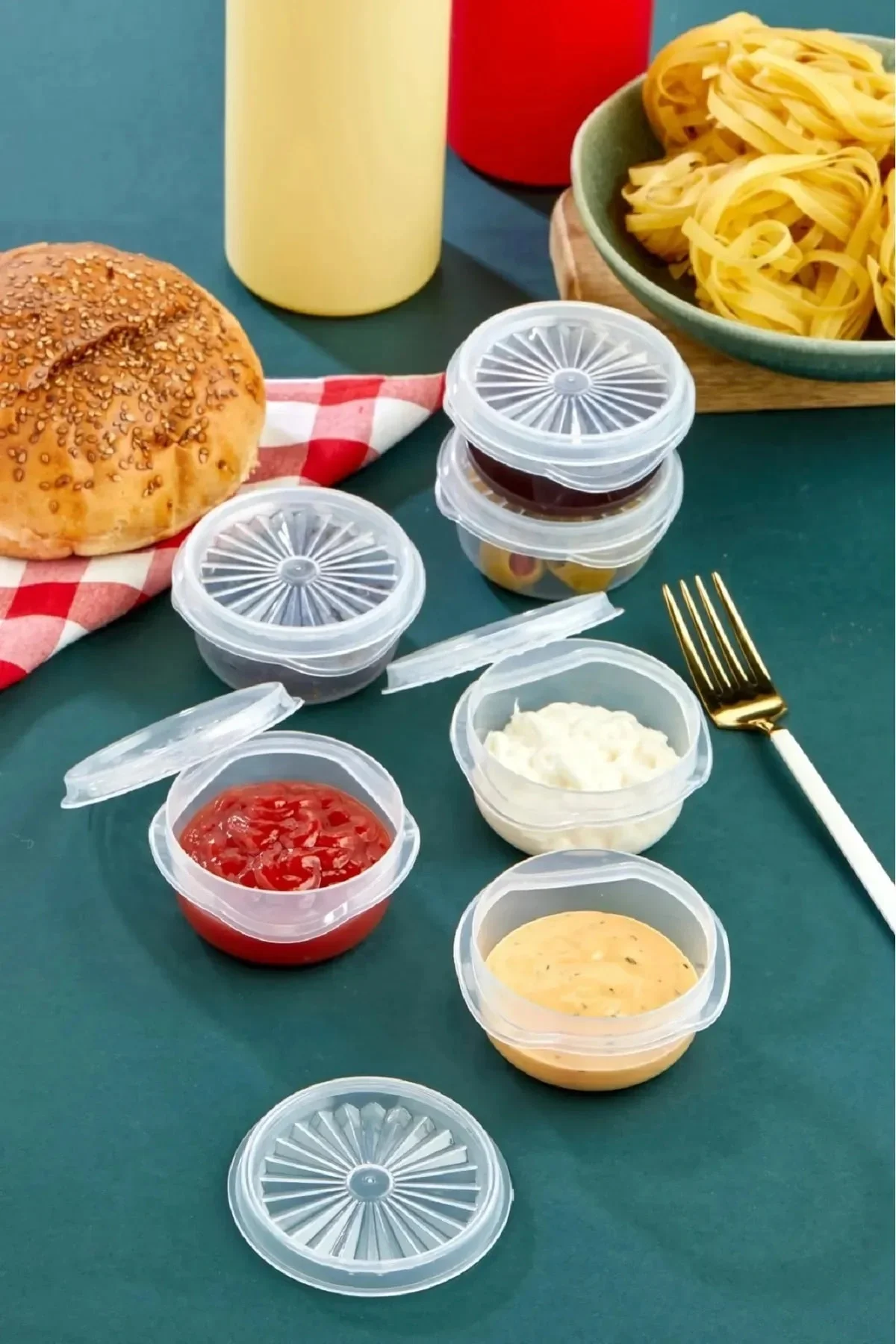 6 Lı Yelpaze Kapaklı Şeffaf Mini Sosluk- Ketçap Mayonez Kabı- Kahve Yanı Şeker Lokumluk 6 Lı Yelpaze Kapaklı Şeffaf Mini Sosluk- Ketçap Mayonez Kabı- Kahve Yanı Şeker Lokumluk