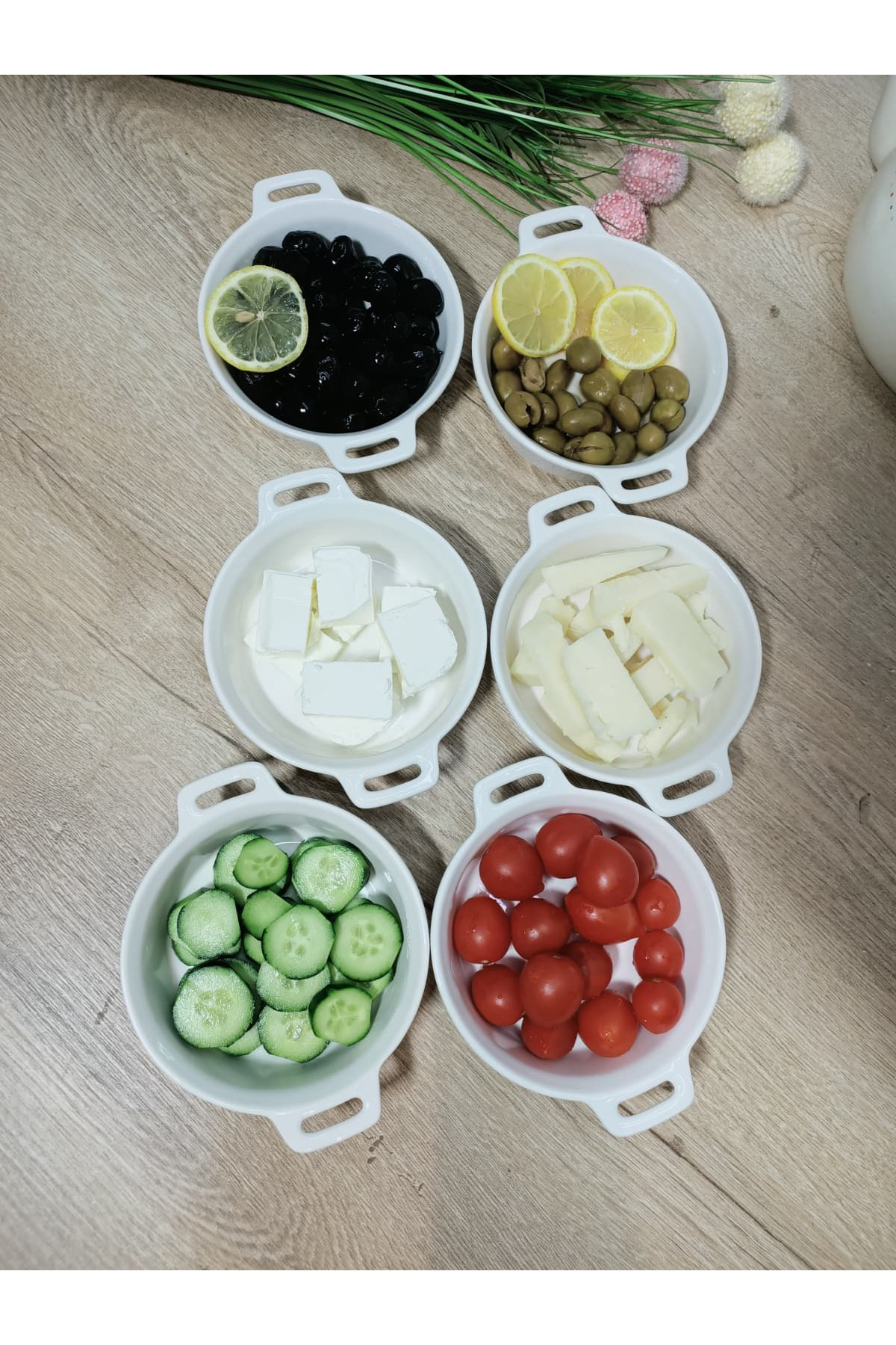 6 Lı Yuvarlak Ikı Kulplu 15 Cm Kahvaltılık Kase