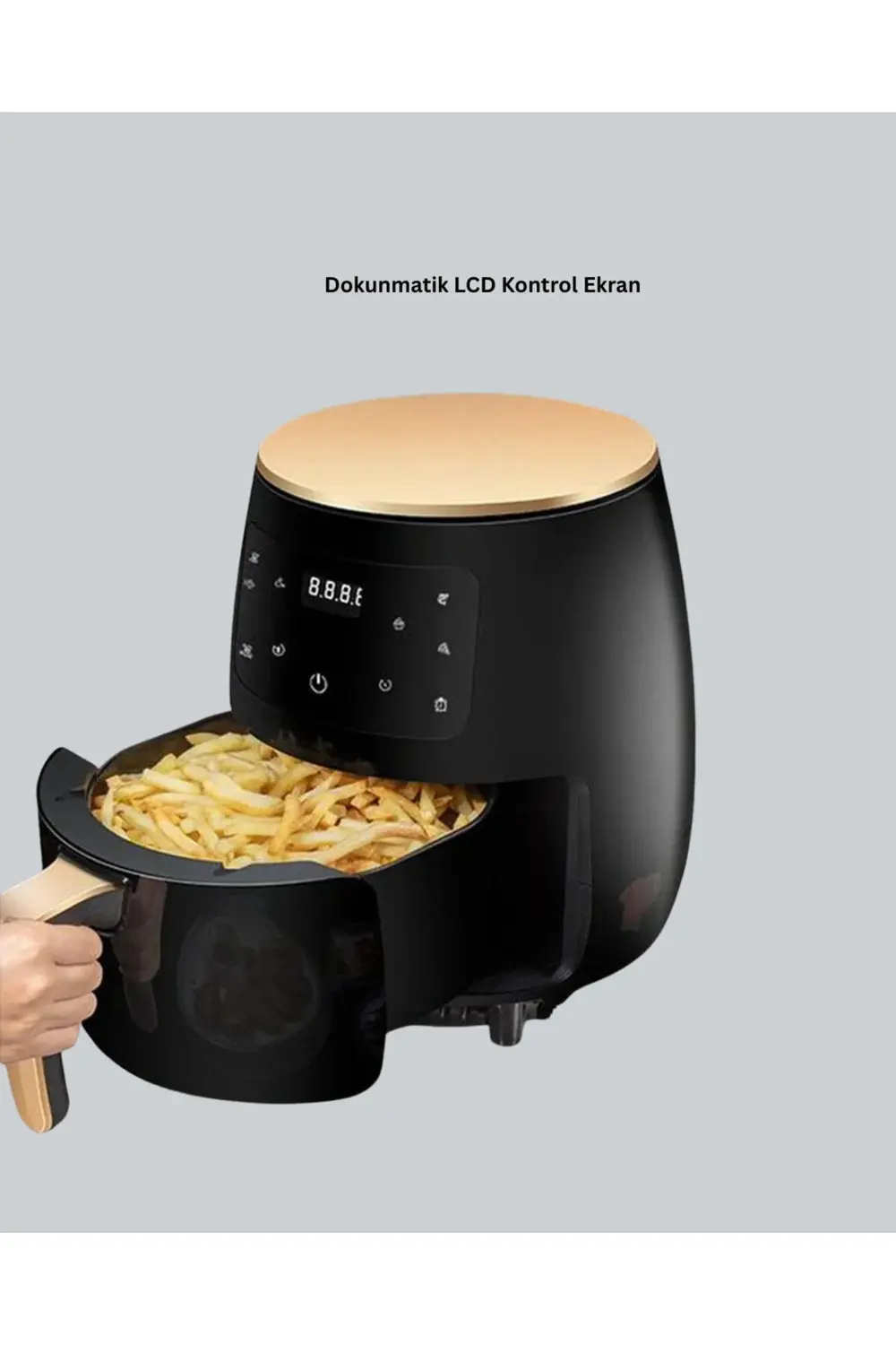 6 Litre Büyük Kapasiteli Dokunmatik Airfryer 2400W Yağsız Fritöz